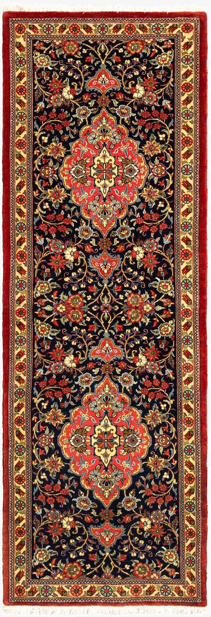 2' 2 x 6' 6  Hand Knotted Qom Persian Runner Rug