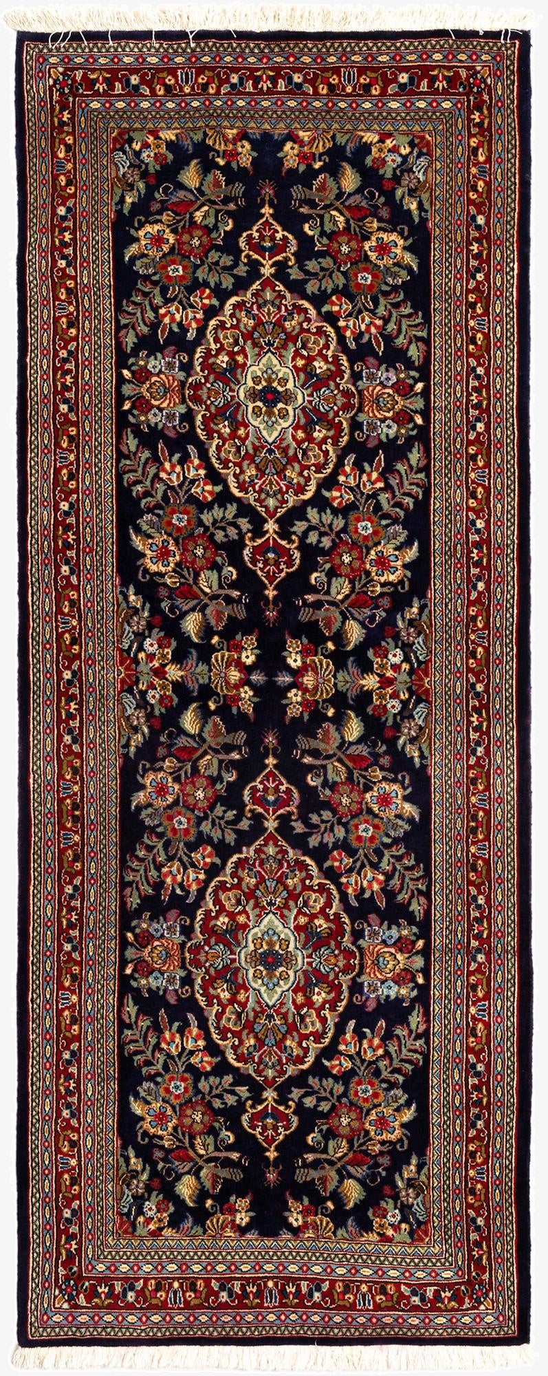 2' 8 x 6' 11  Hand Knotted Qom Persian Runner Rug