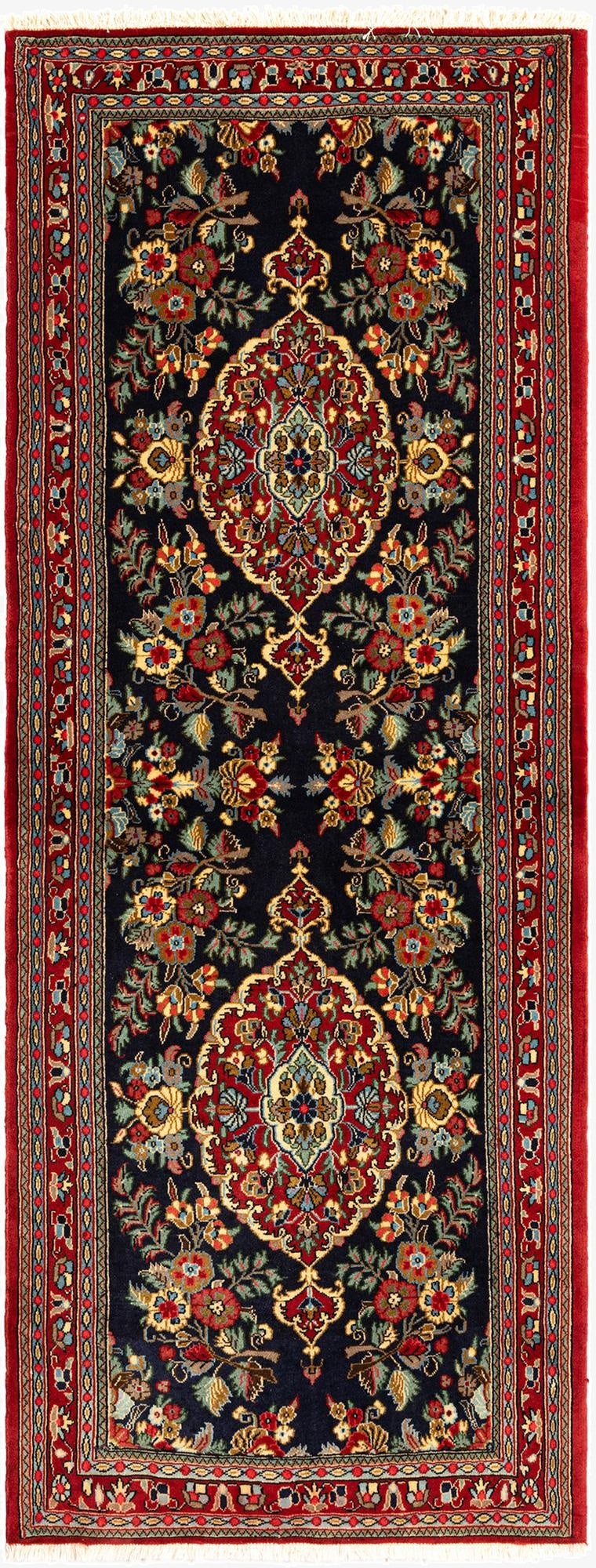 2' 7 x 6' 8  Hand Knotted Qom Persian Runner Rug