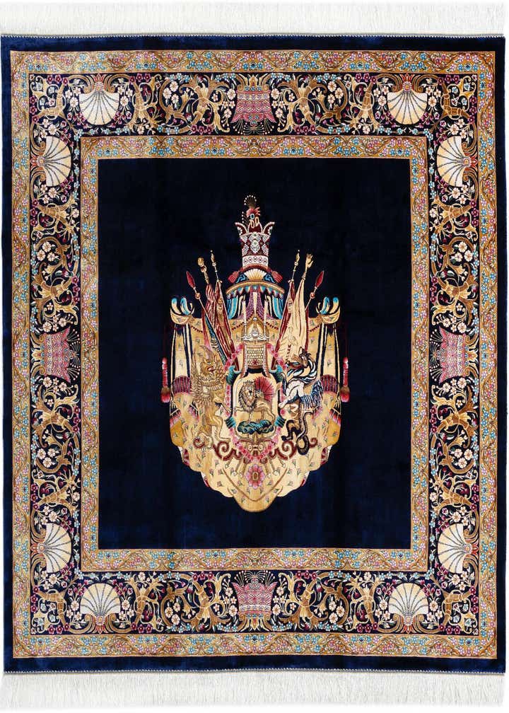 4' 11 x 4' 11 Ghom Design Square Rug