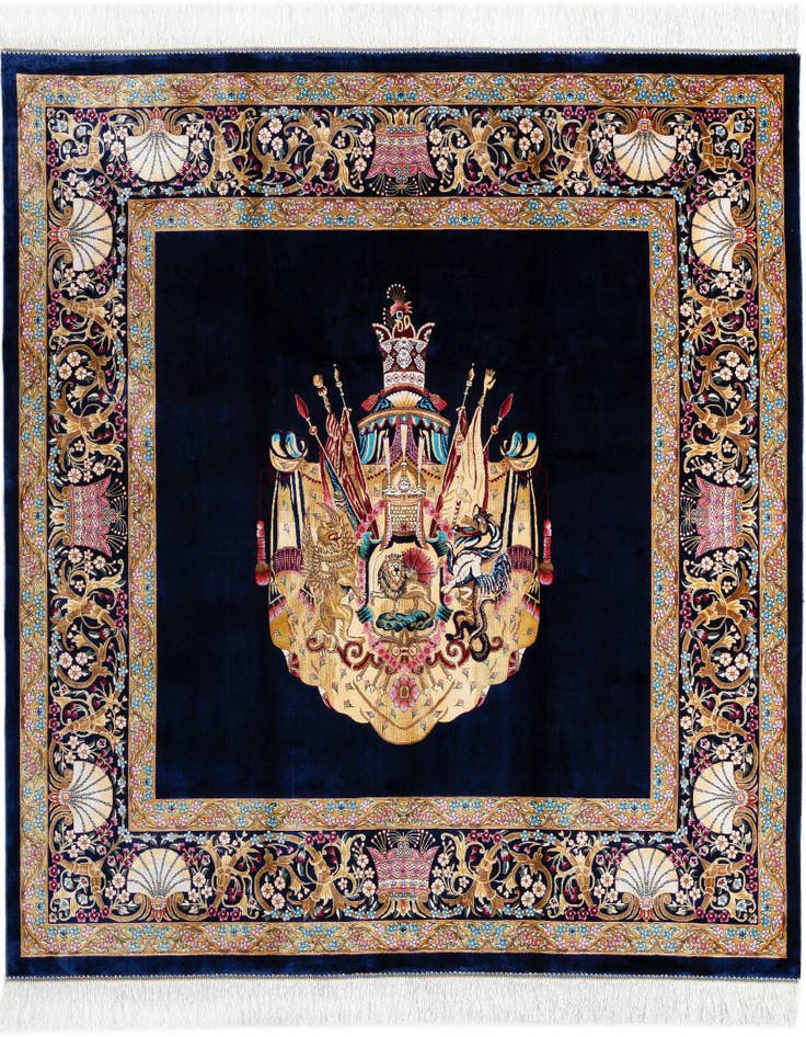 Detail image of 4' 11 x 4' 11 Ghom Design Square Rug