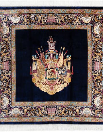 3' 3 x 3' 3 Ghom Design Square Rug