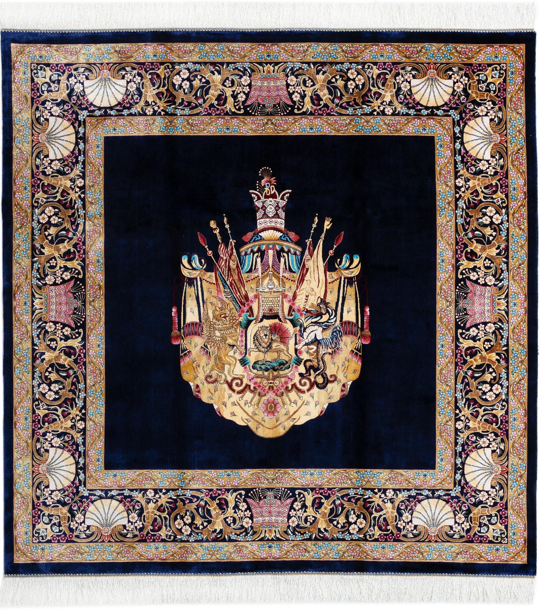 3' 3 x 3' 3 Ghom Design Square Rug