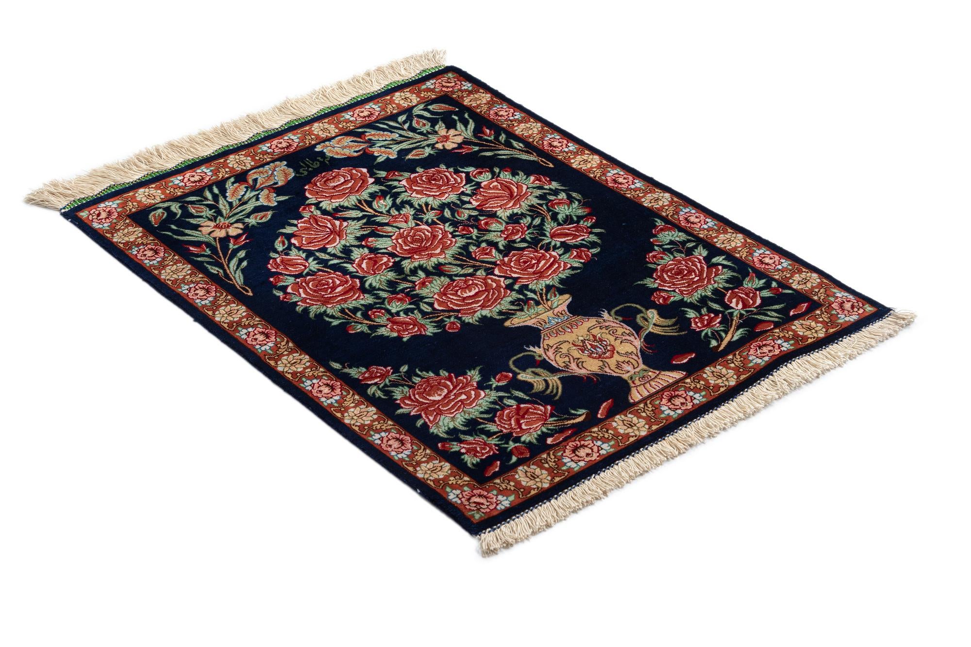 1' 9 x 2' 4 Ghom Silk Square Rug