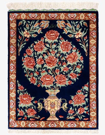 1' 9 x 2' 4 Ghom Silk Square Rug