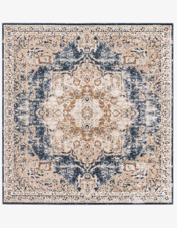 Dark Blue Villa Square Rug