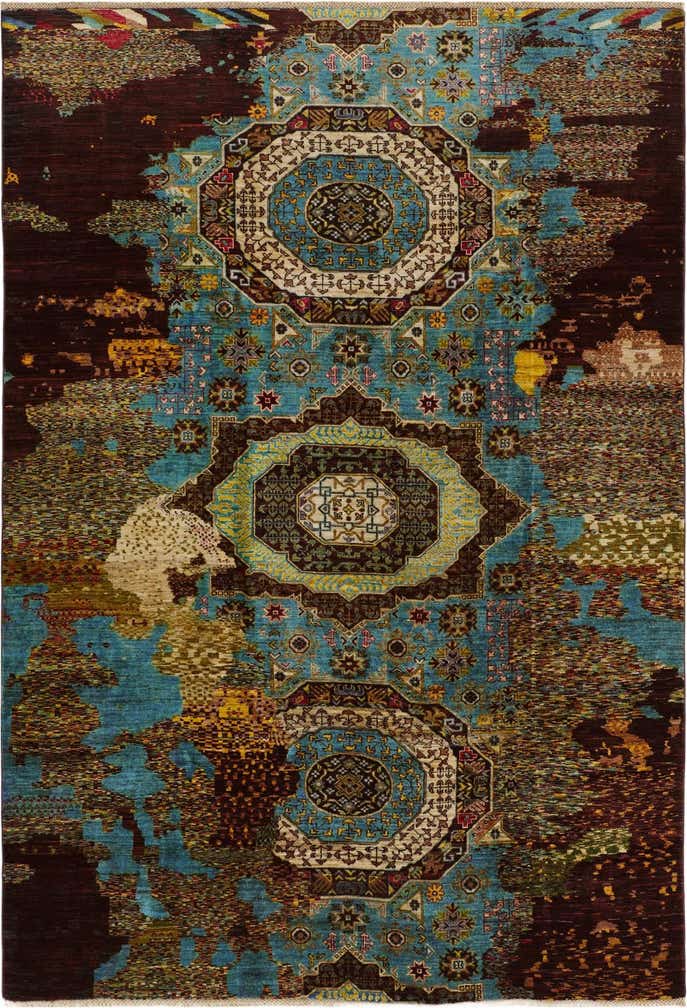 6' 8 x 9' 9 Hand Knotted Mamluk Ziegler Rug