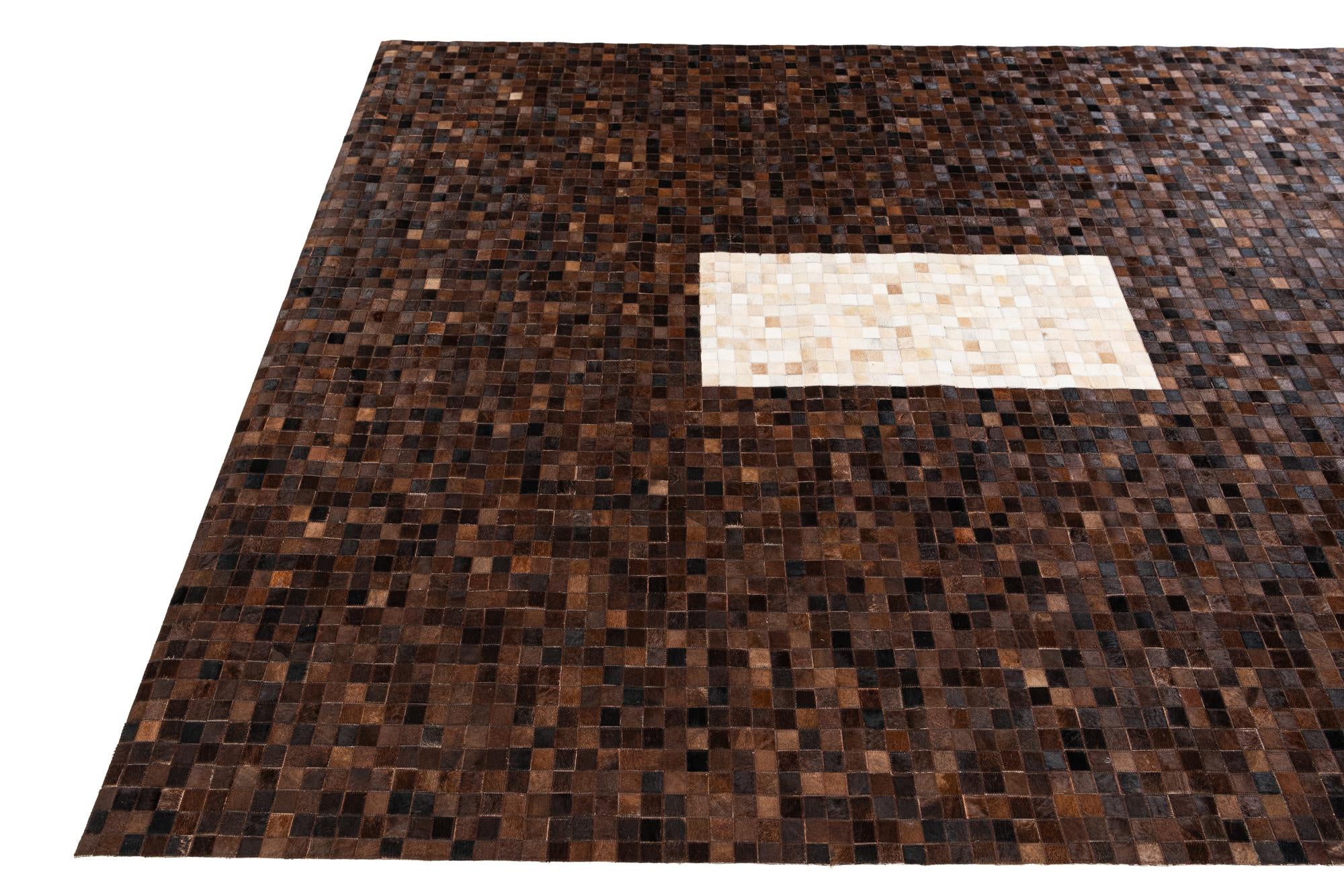 8' 1 x 9' 11 Cowhide & Leather Rug