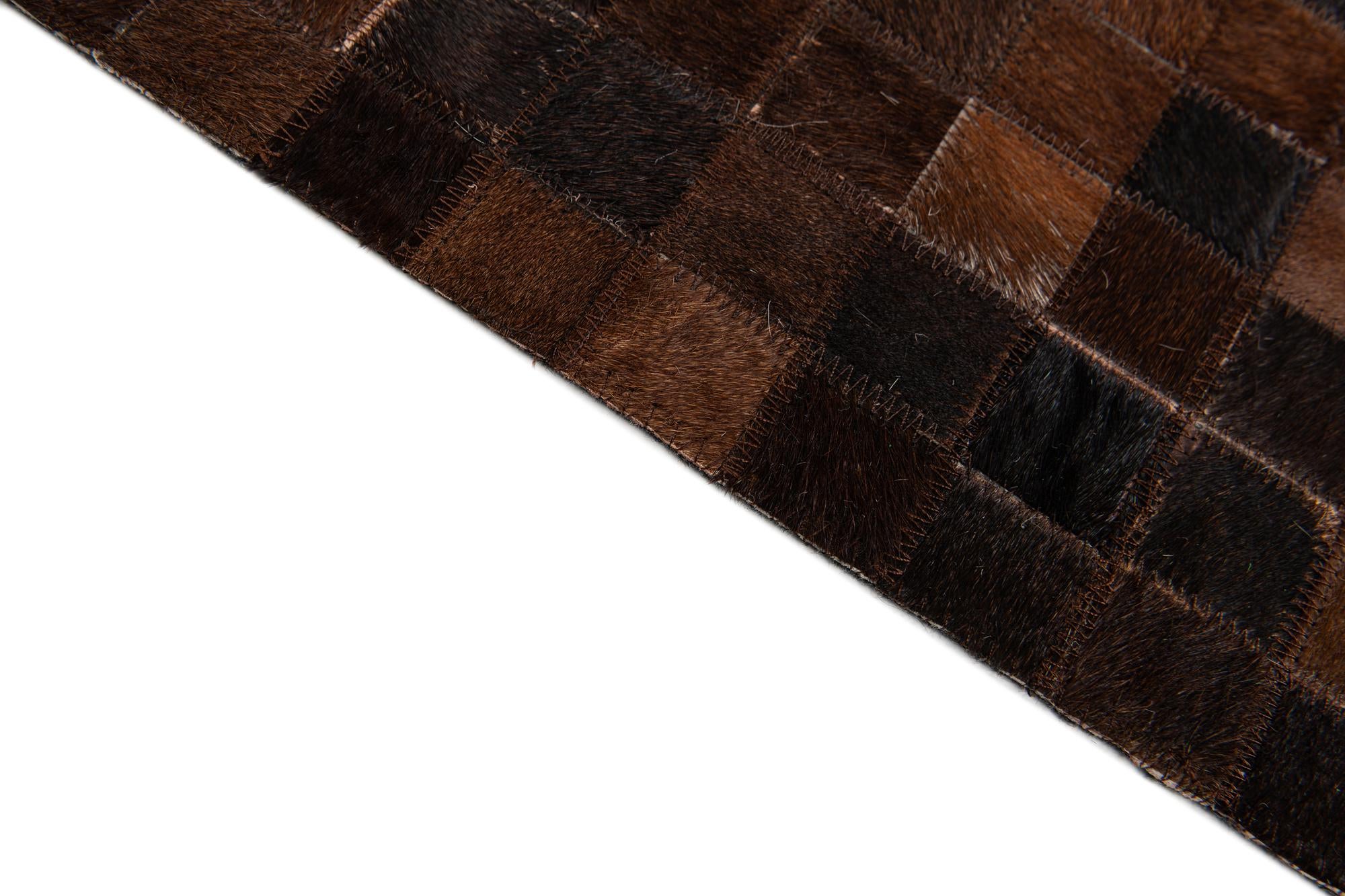 8' 1 x 9' 11 Cowhide & Leather Rug