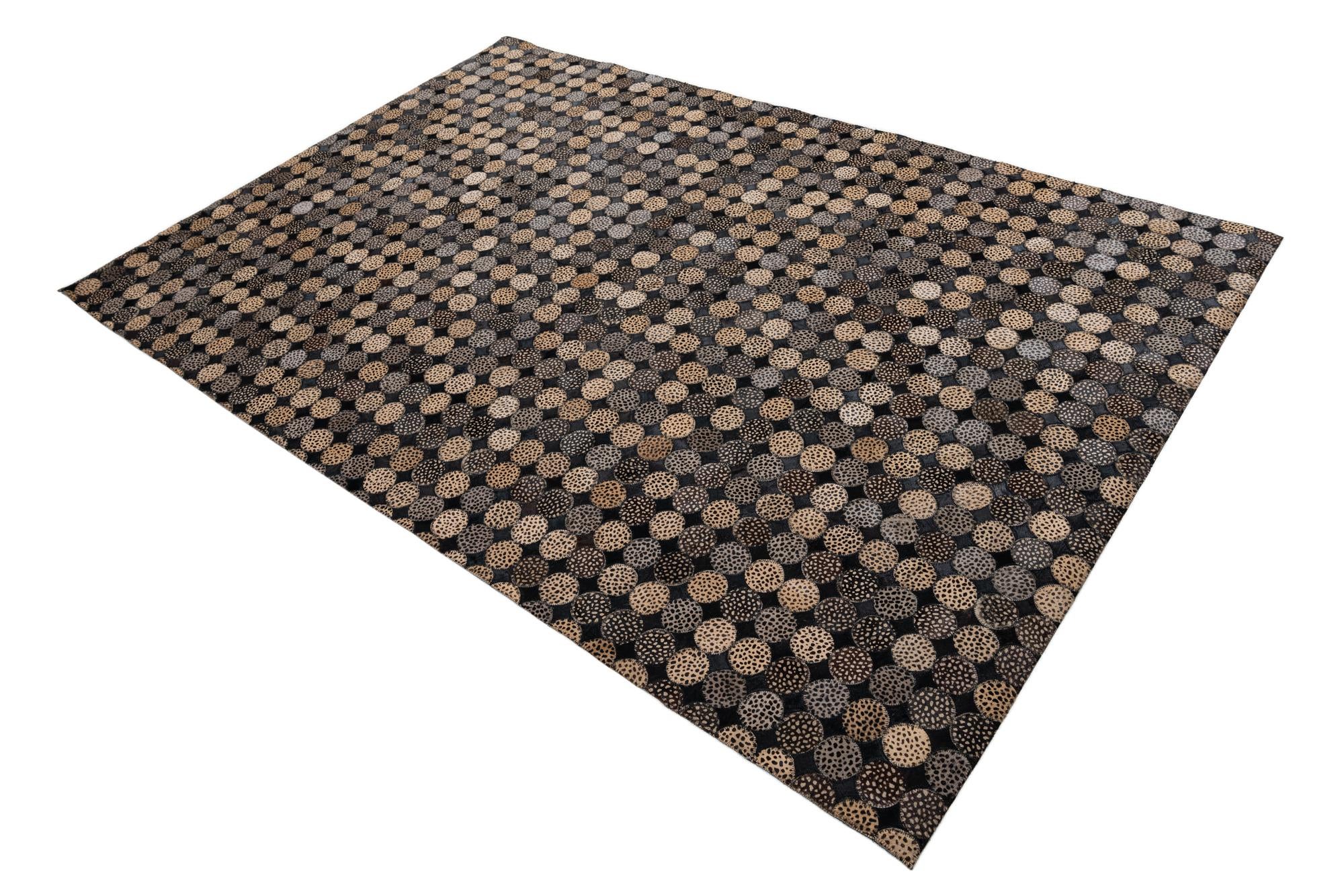 5' 2 x 7' 8 Cowhide Leather Rug