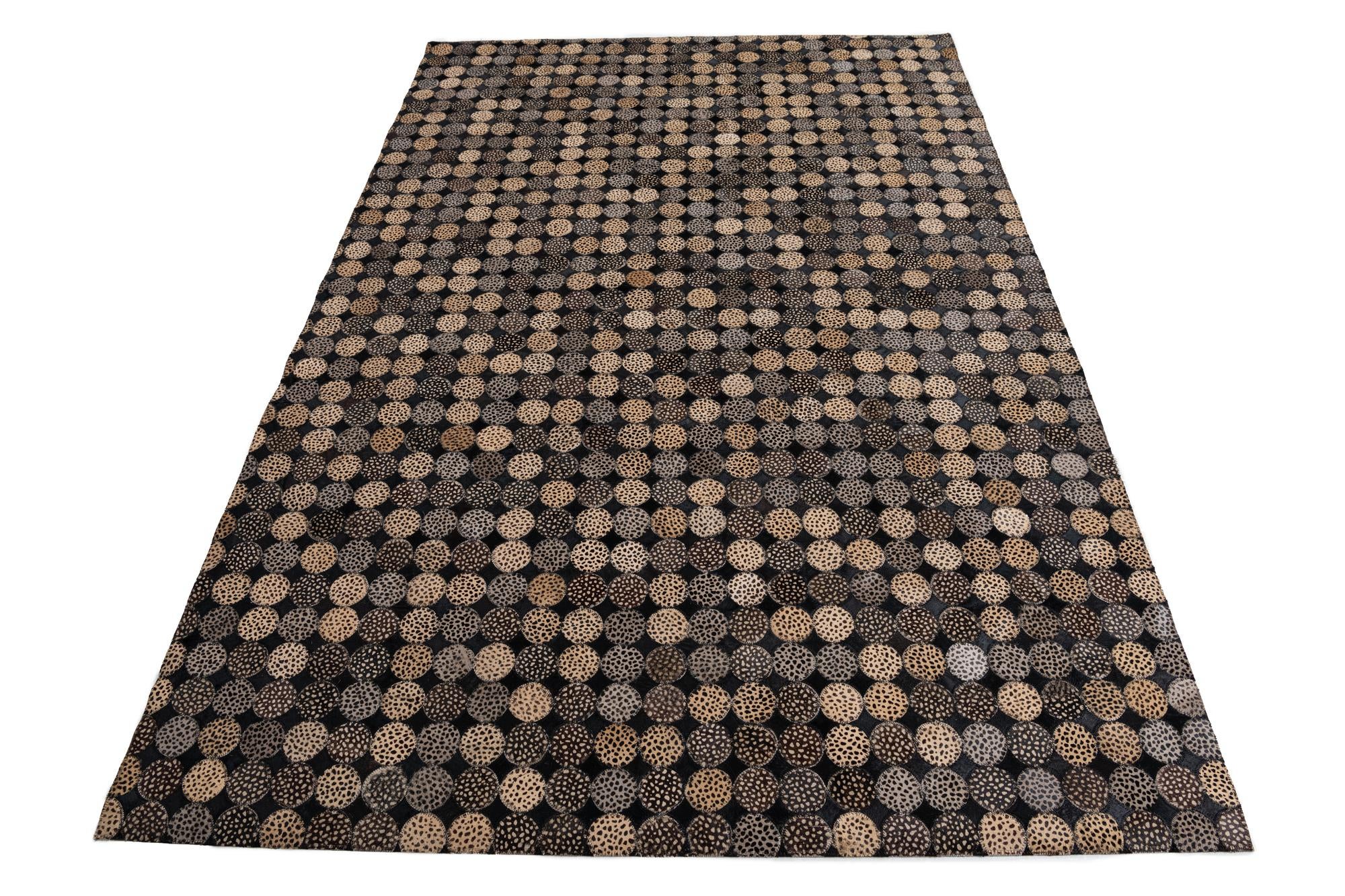5' 2 x 7' 8 Cowhide Leather Rug