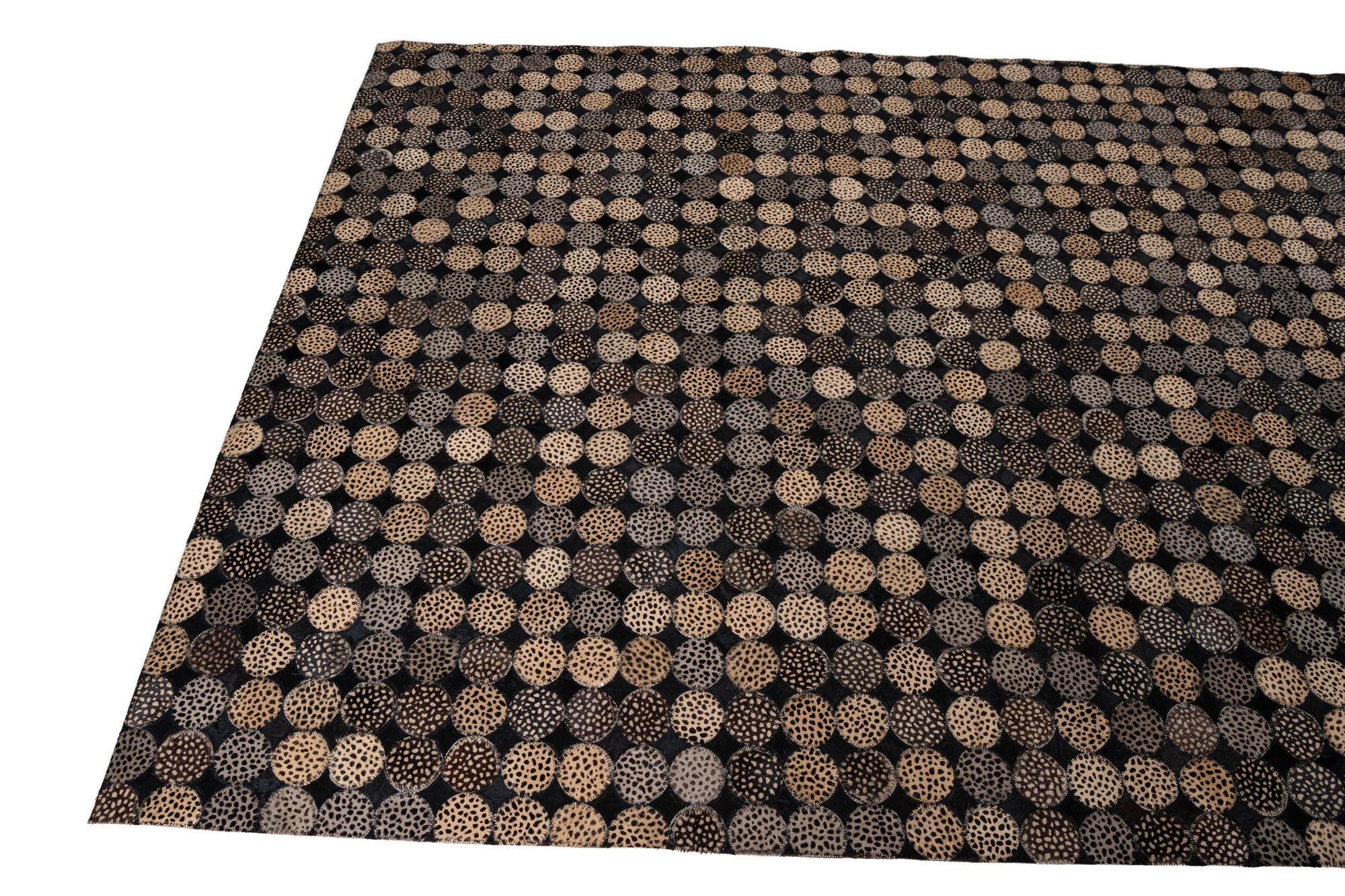 5' 2 x 7' 8 Cowhide Leather Rug