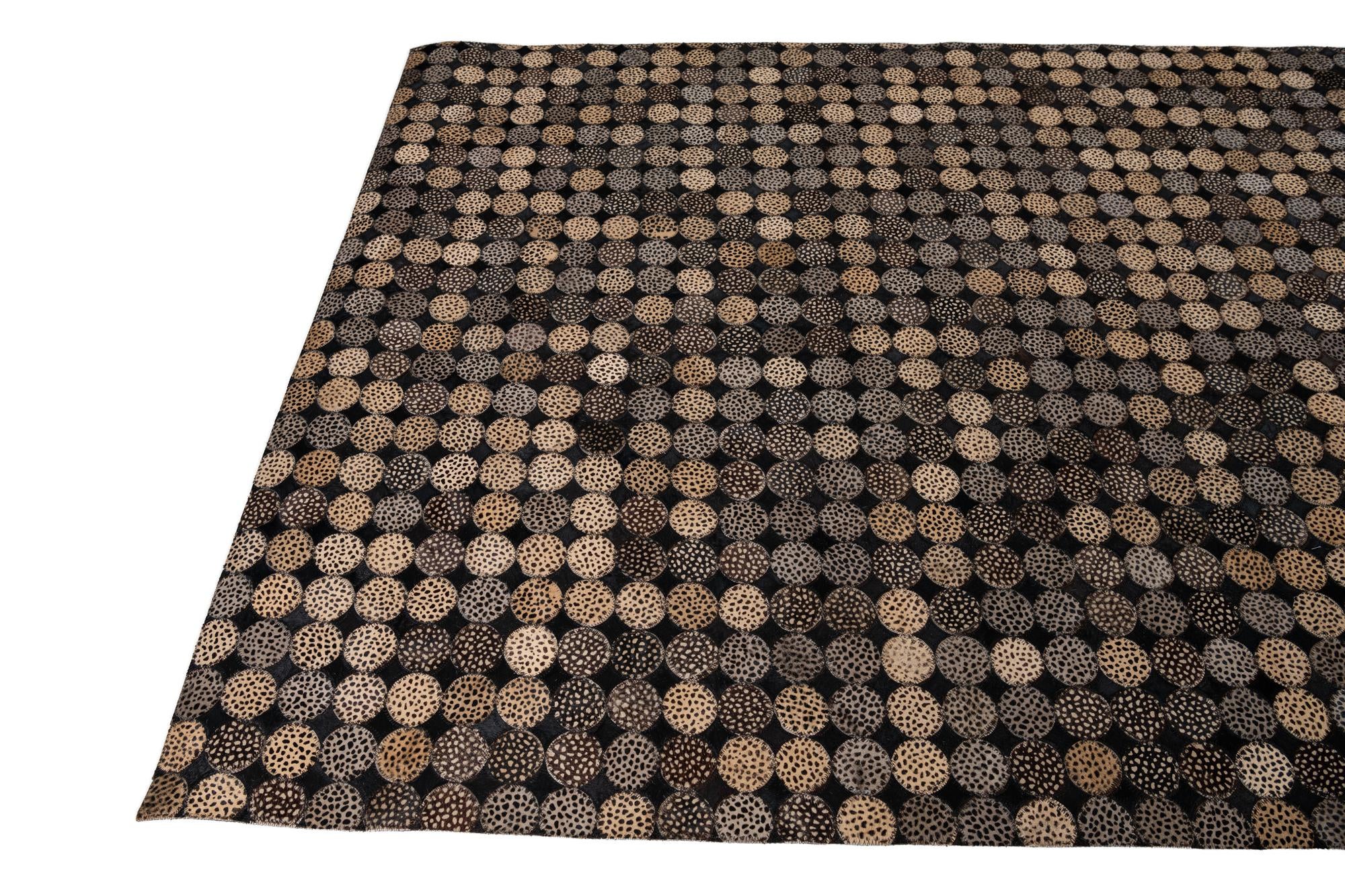 5' 1 x 8' 1 Cowhide Leather Rug