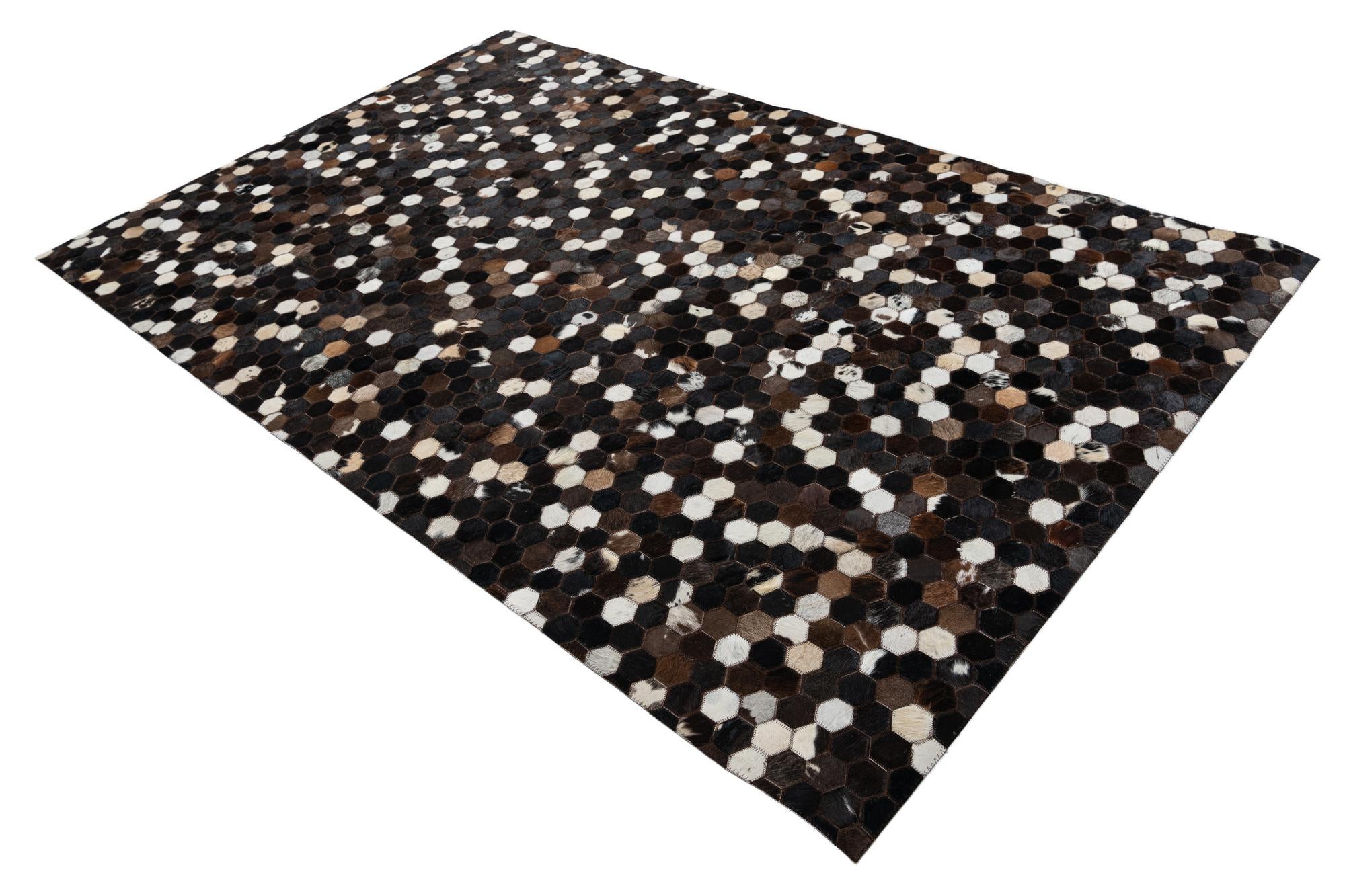 5' x 7' 9 Cowhide Leather Rug