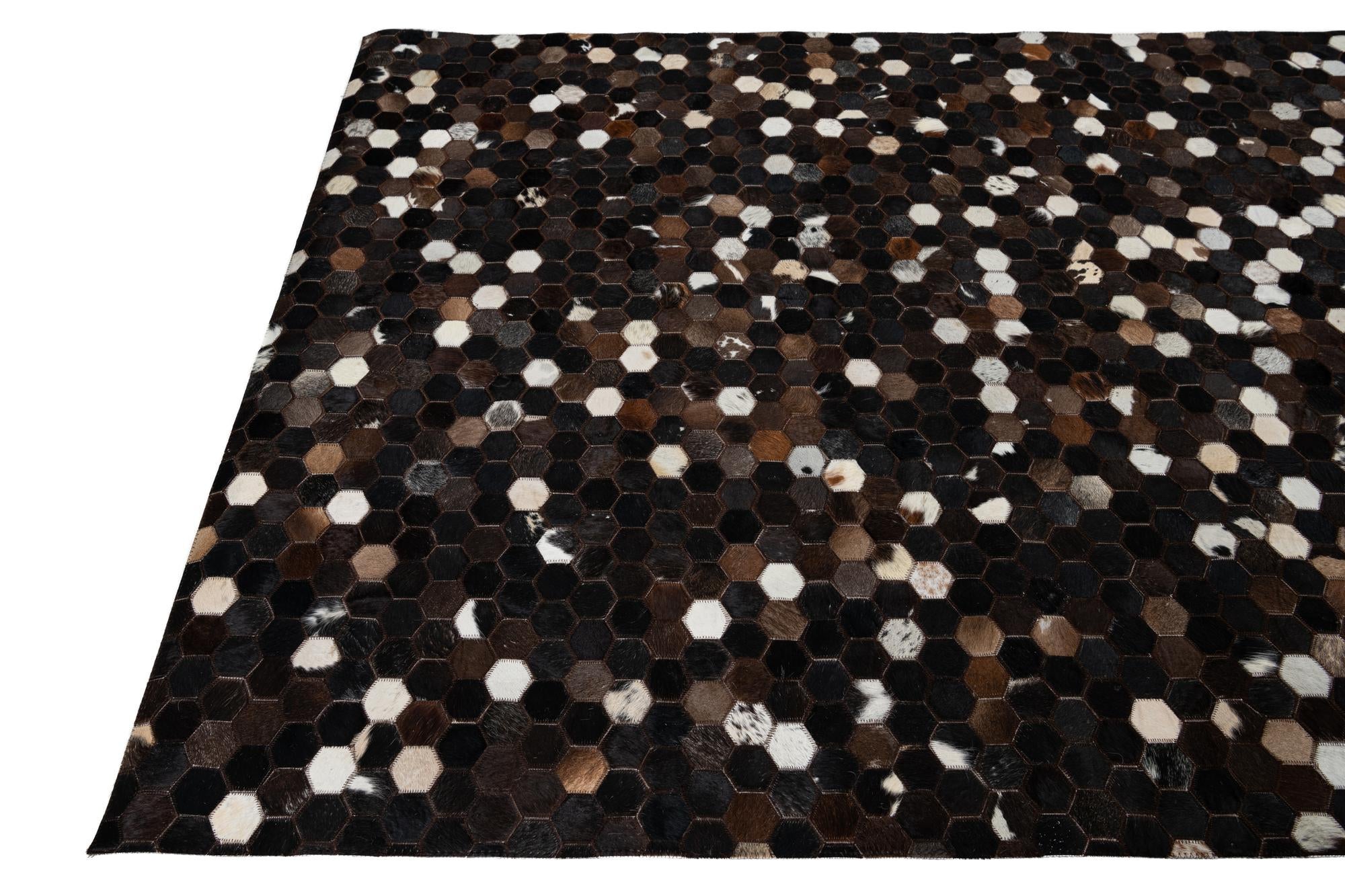 5' x 7' 10 Cowhide Leather Rug