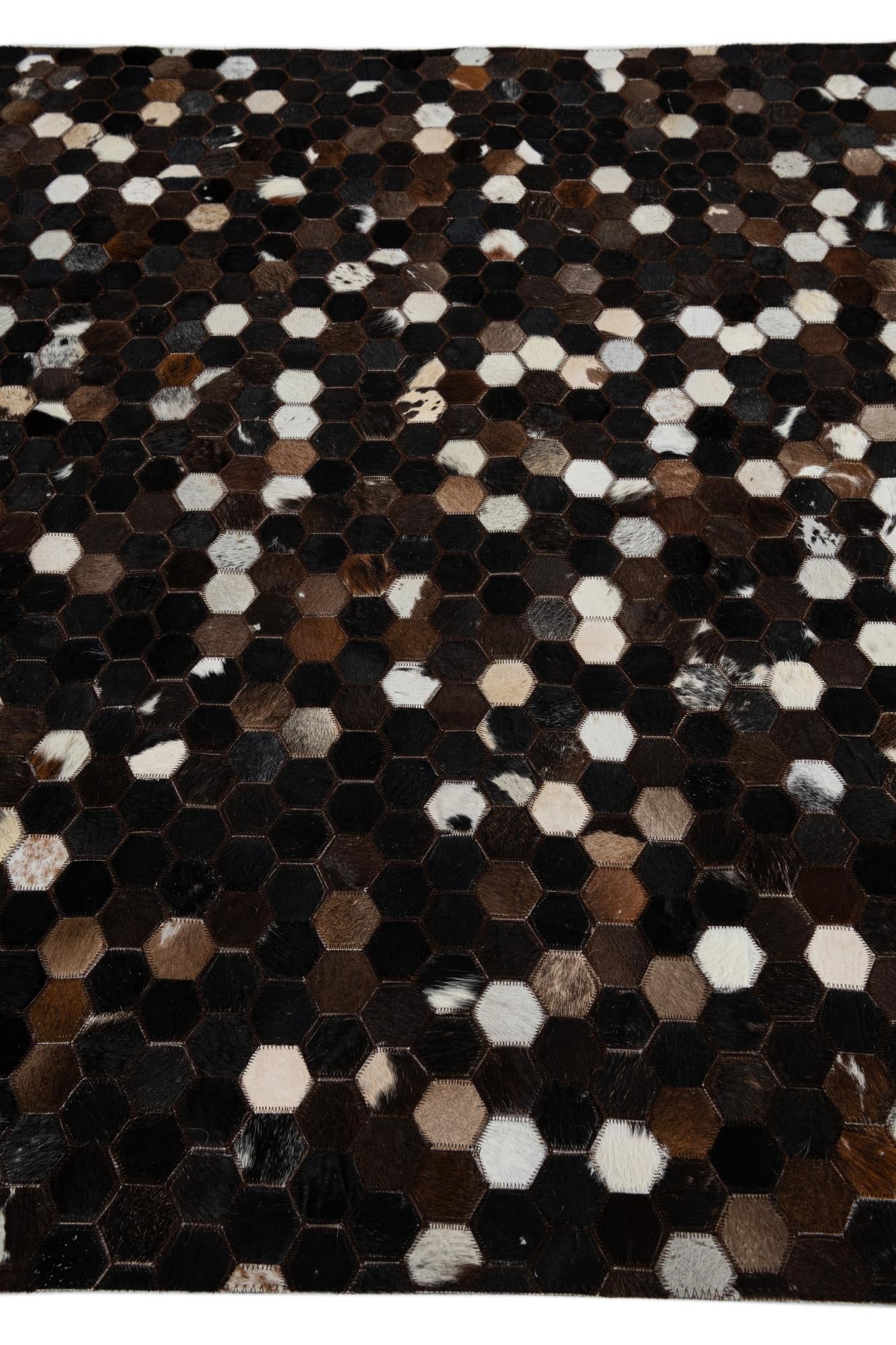 5' x 7' 10 Cowhide Leather Rug