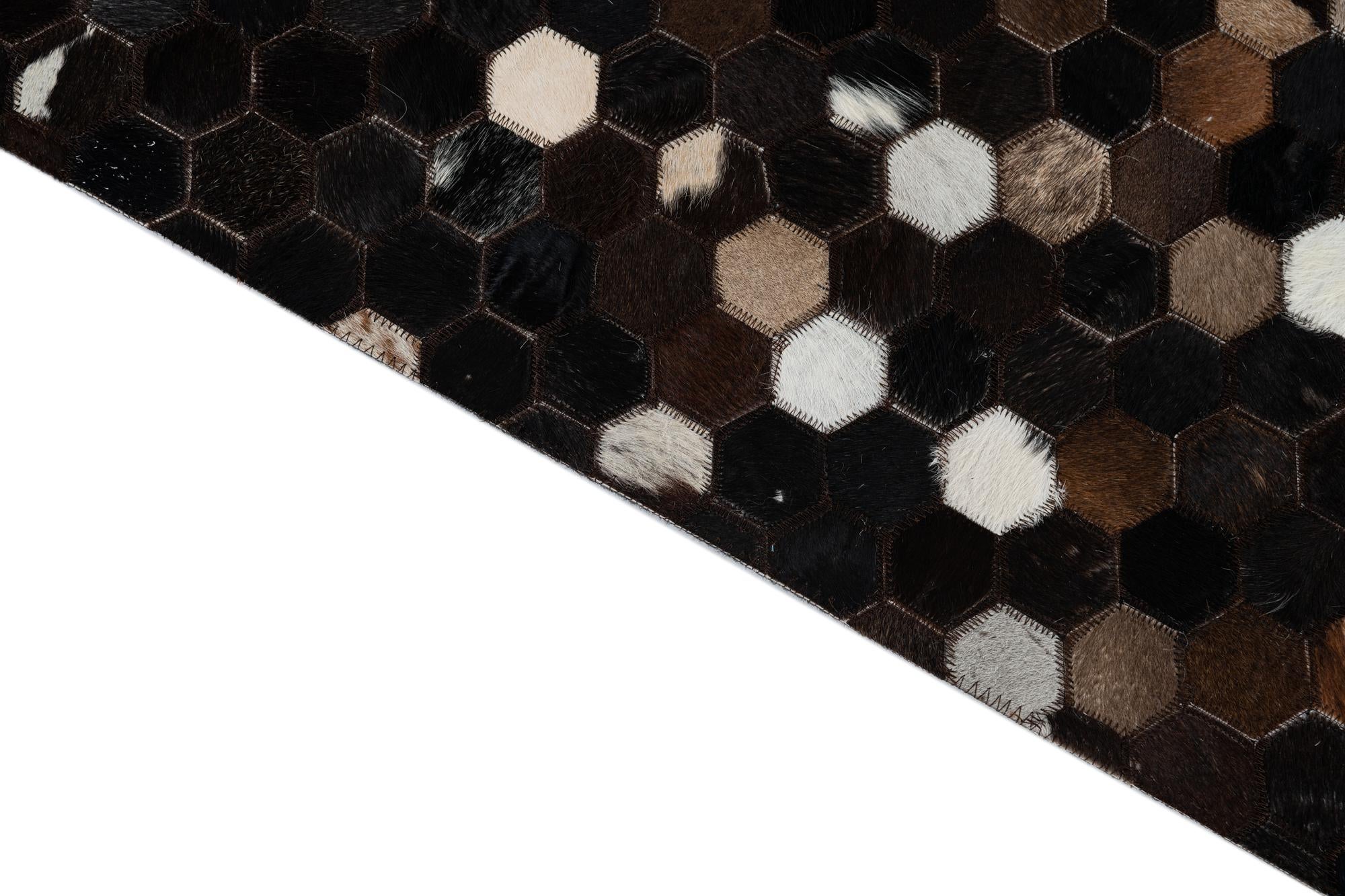 5' x 7' 10 Cowhide Leather Rug