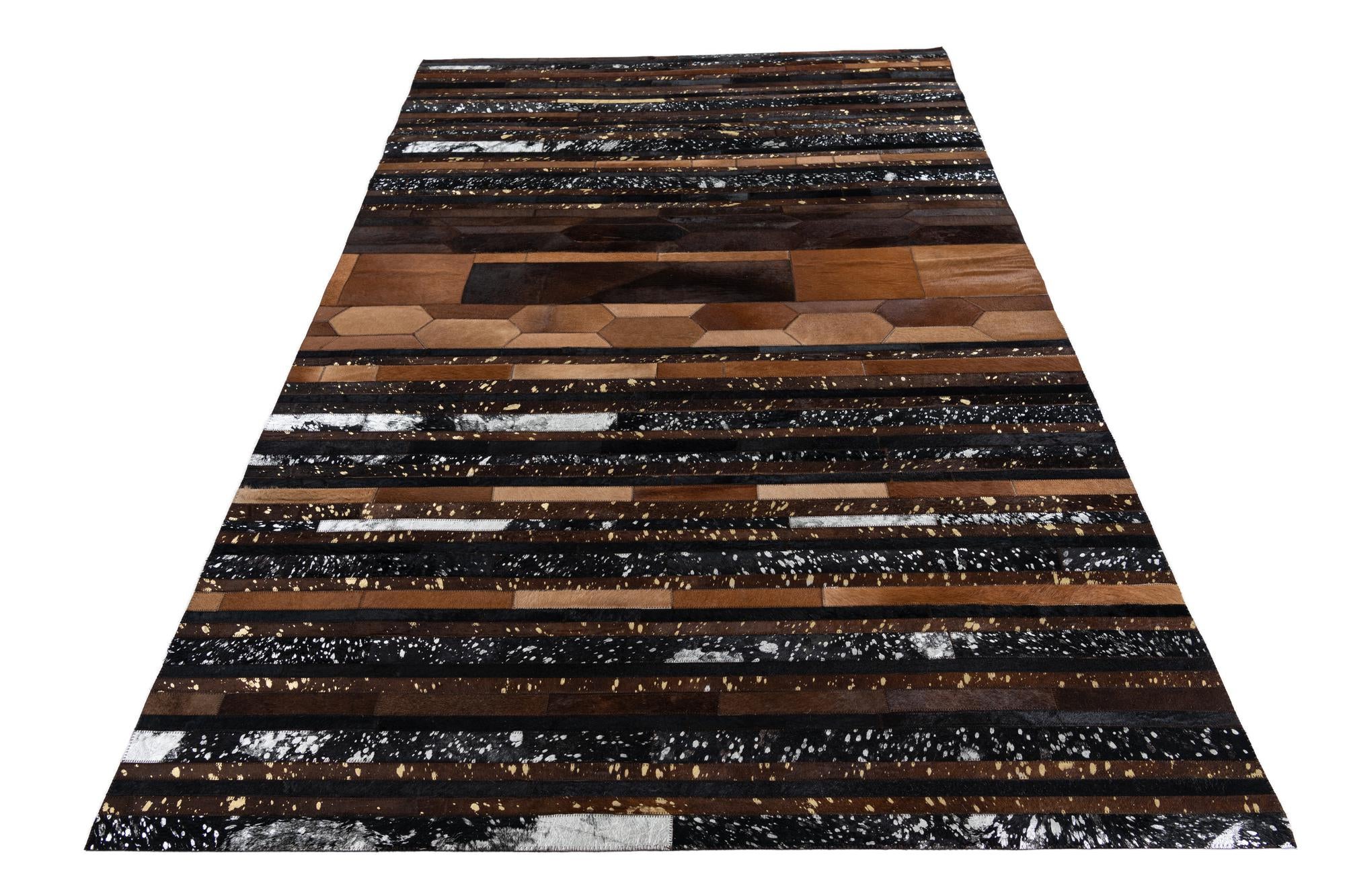 5' 1 x 7' 10 Cowhide Leather Rug