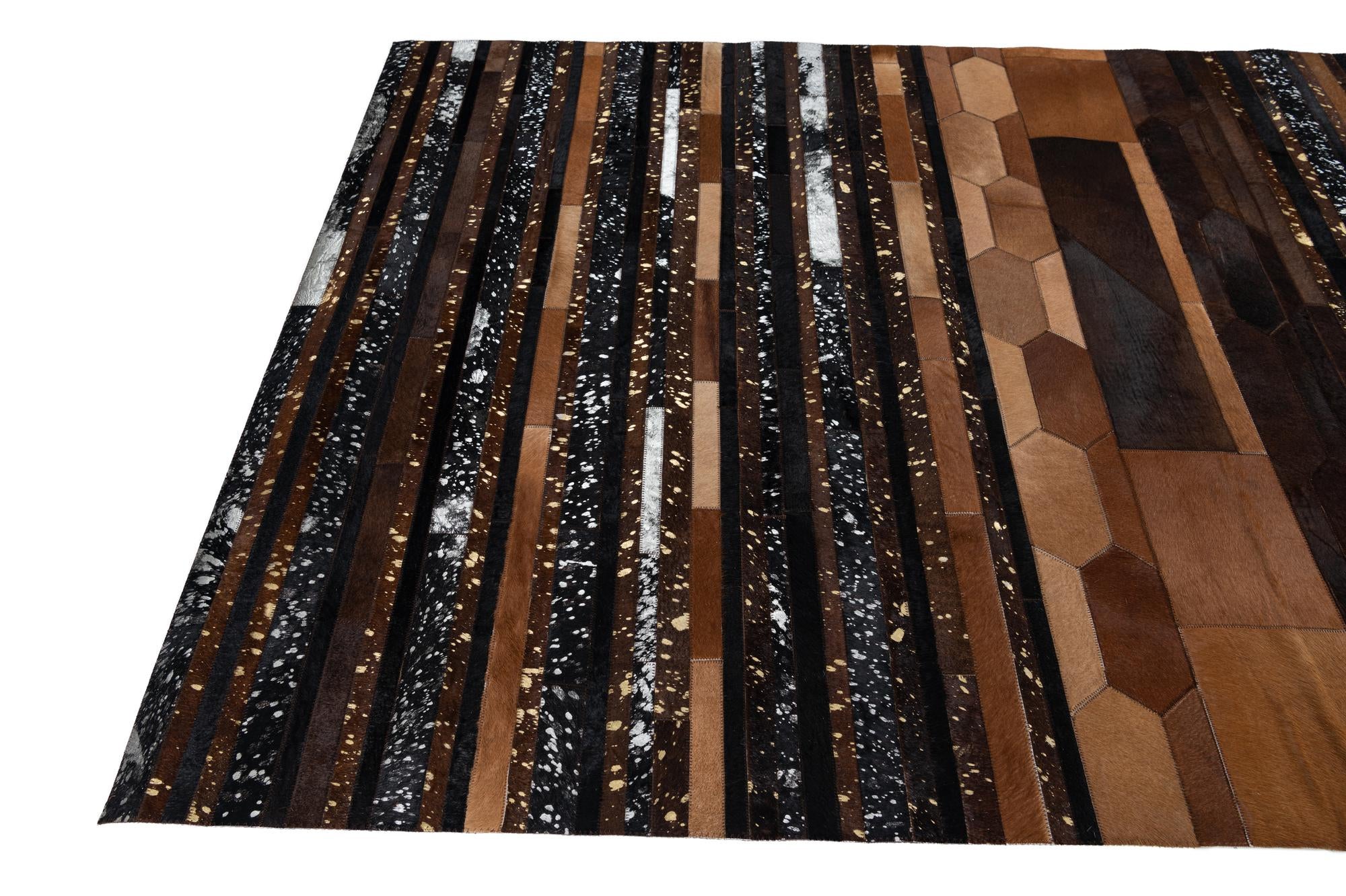 5' 1 x 7' 10 Cowhide Leather Rug