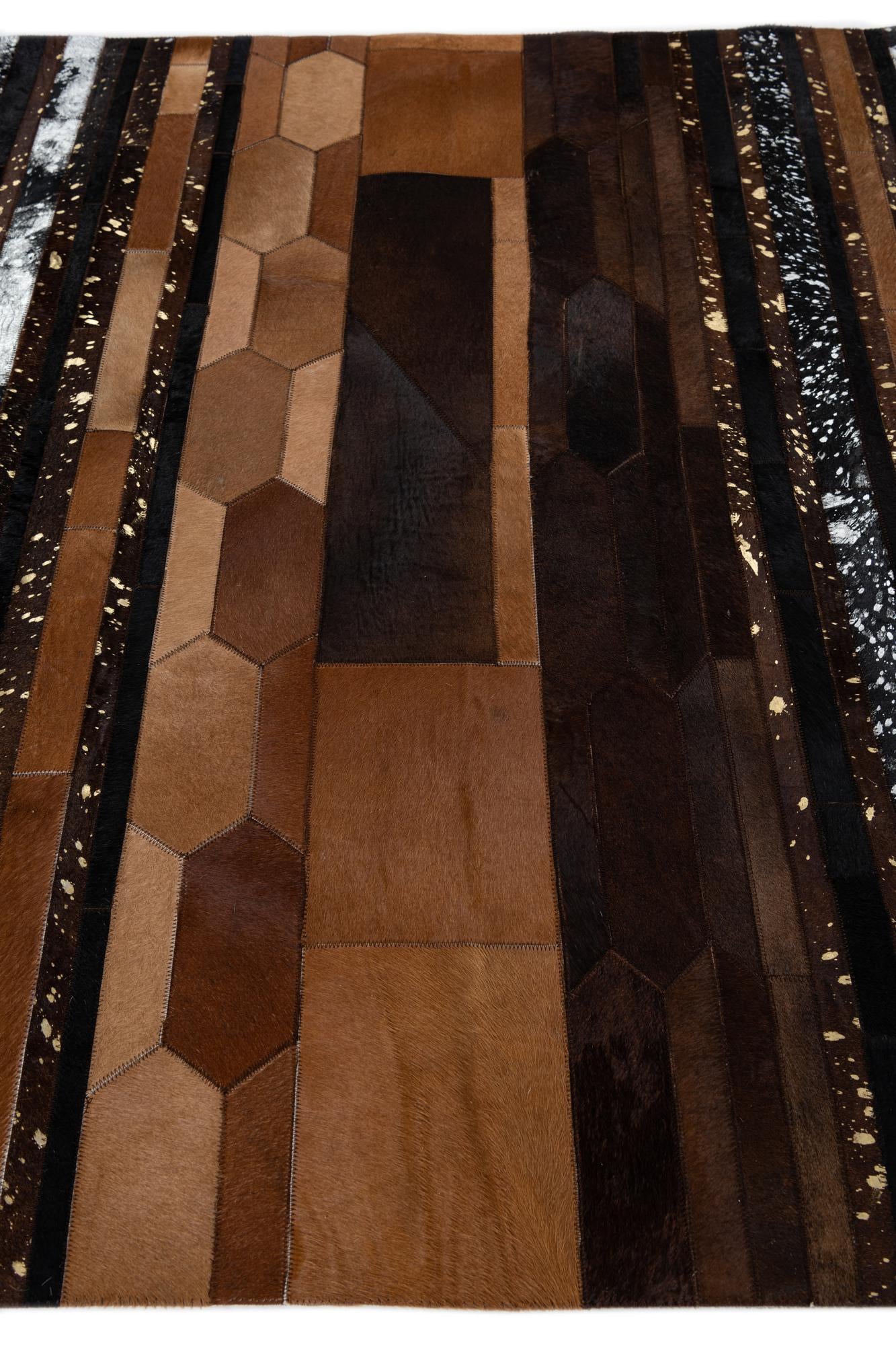 5' 1 x 7' 10 Cowhide Leather Rug