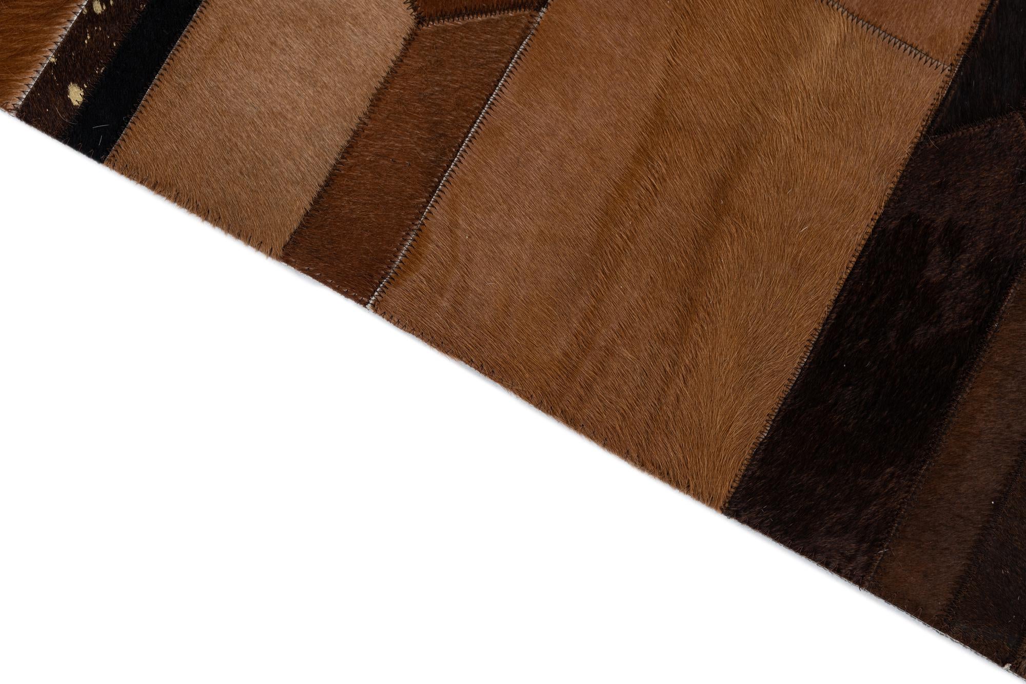 5' 1 x 7' 10 Cowhide Leather Rug