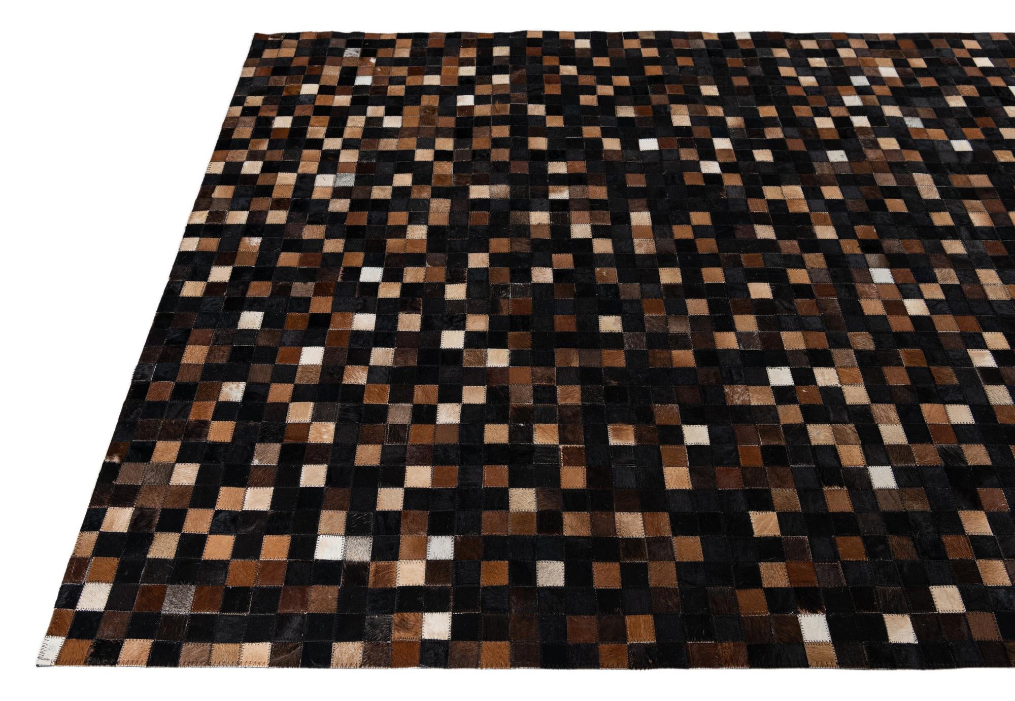 5' 1 x 7' 10 Cowhide Leather Rug