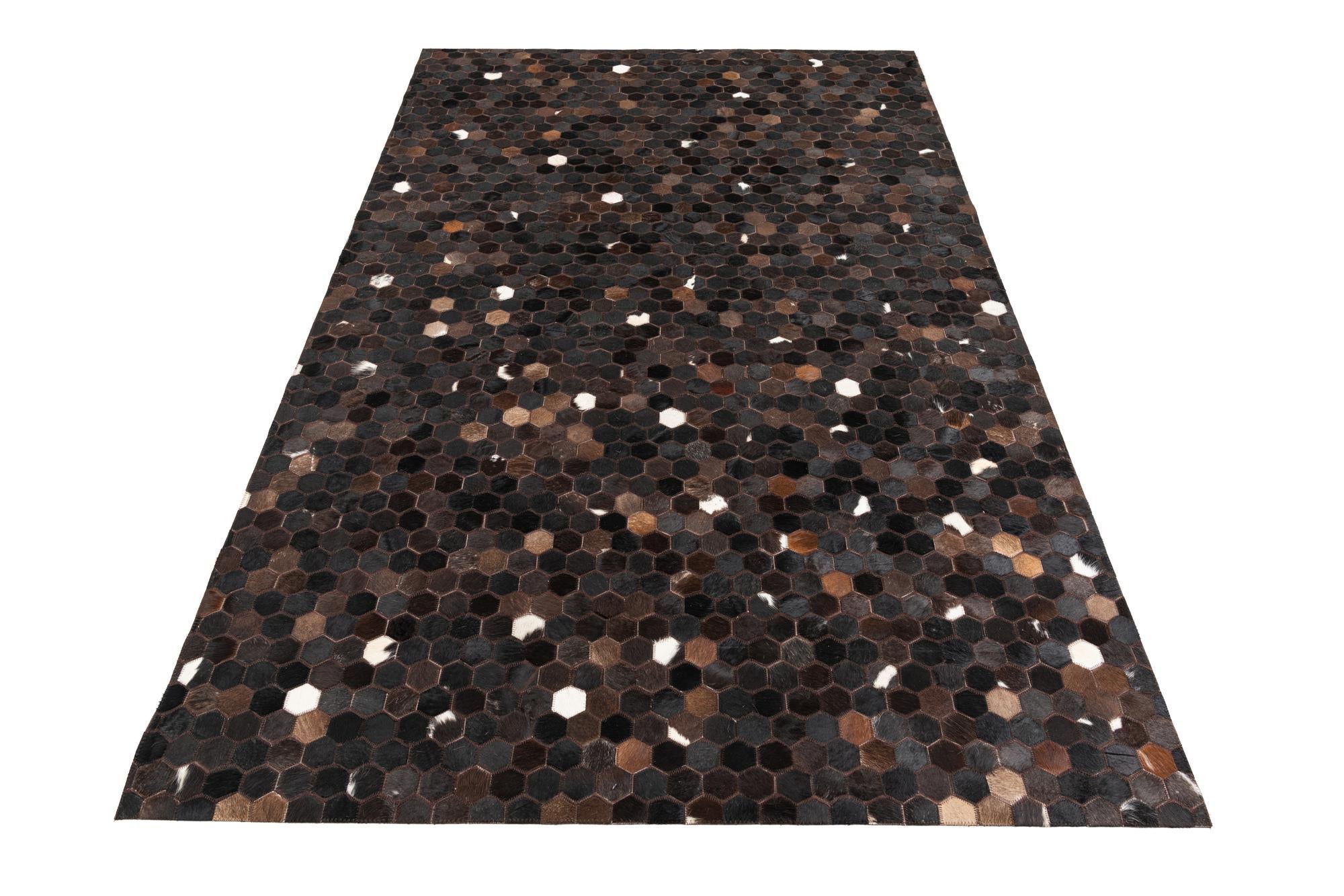 5' 1 x 8' Cowhide Leather Rug