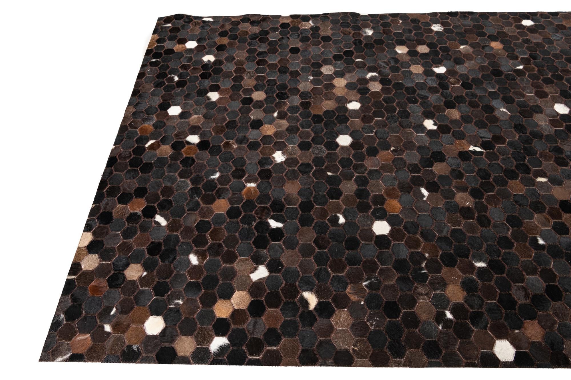 5' 1 x 8' Cowhide Leather Rug