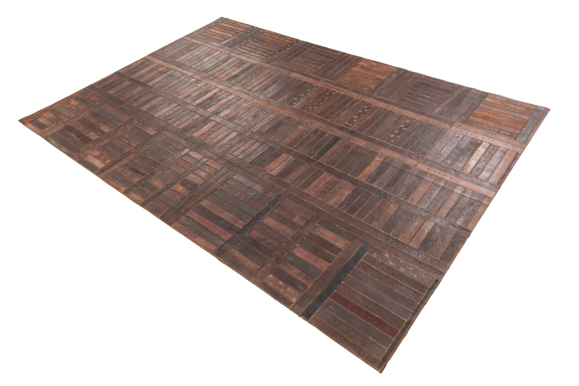 5' 3 x 7' 9 Cowhide Leather Rug