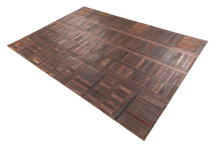 5' 3 x 7' 9 Cowhide Leather Rug