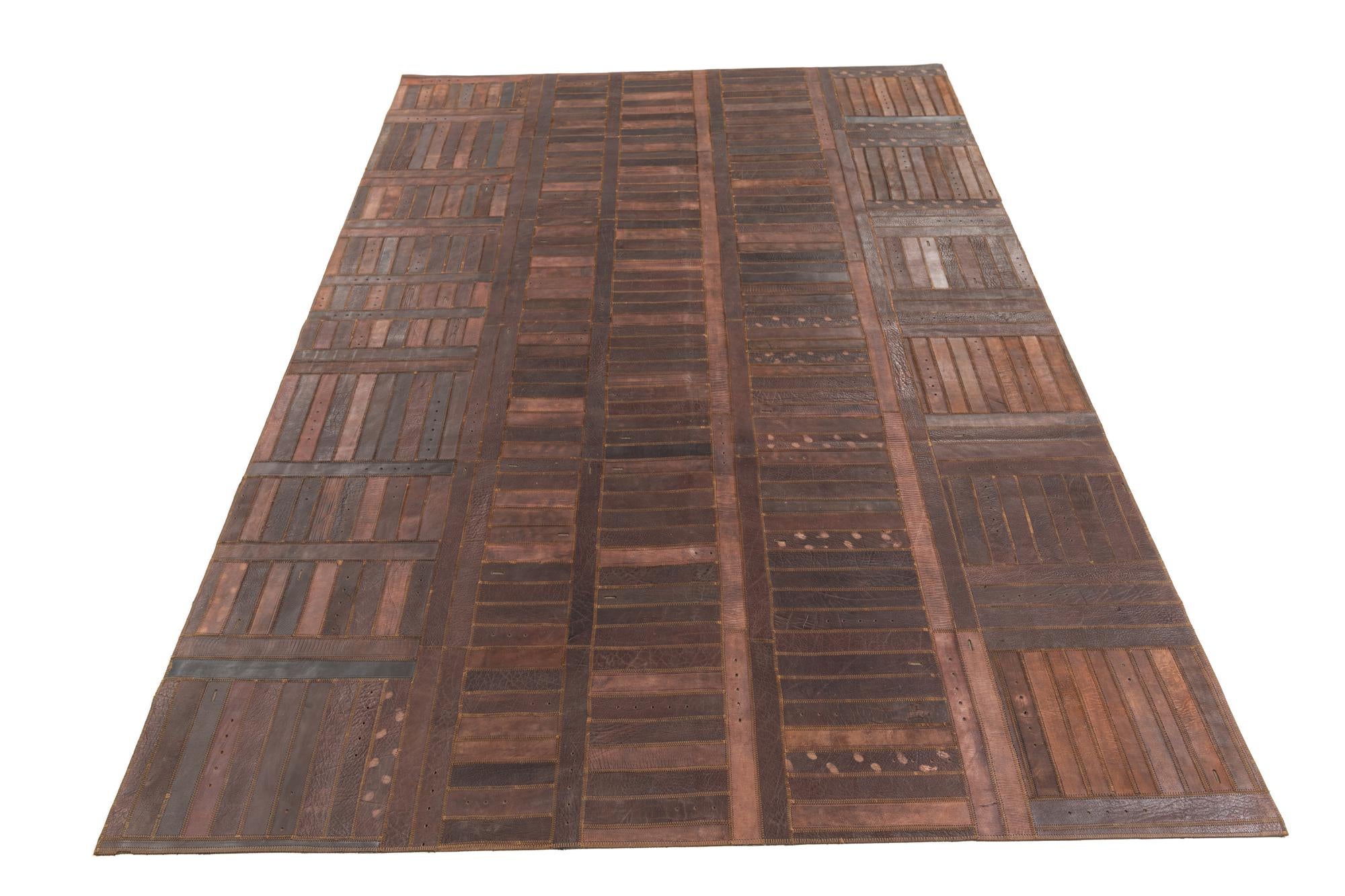 5' 3 x 7' 9 Cowhide Leather Rug