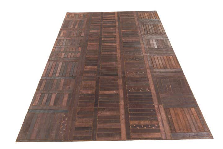 5' 3 x 7' 9 Cowhide Leather Rug