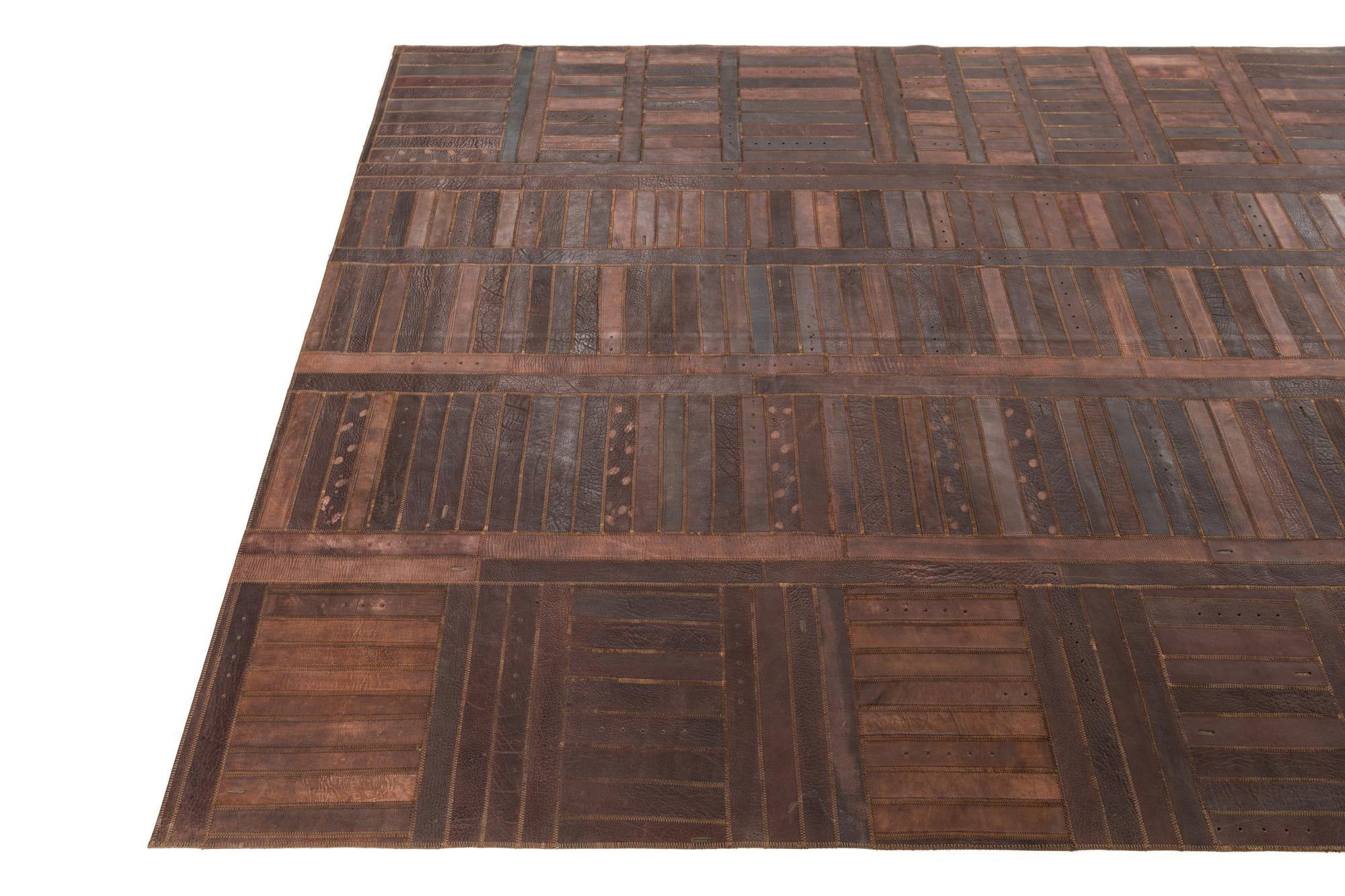 5' 3 x 7' 9 Cowhide Leather Rug