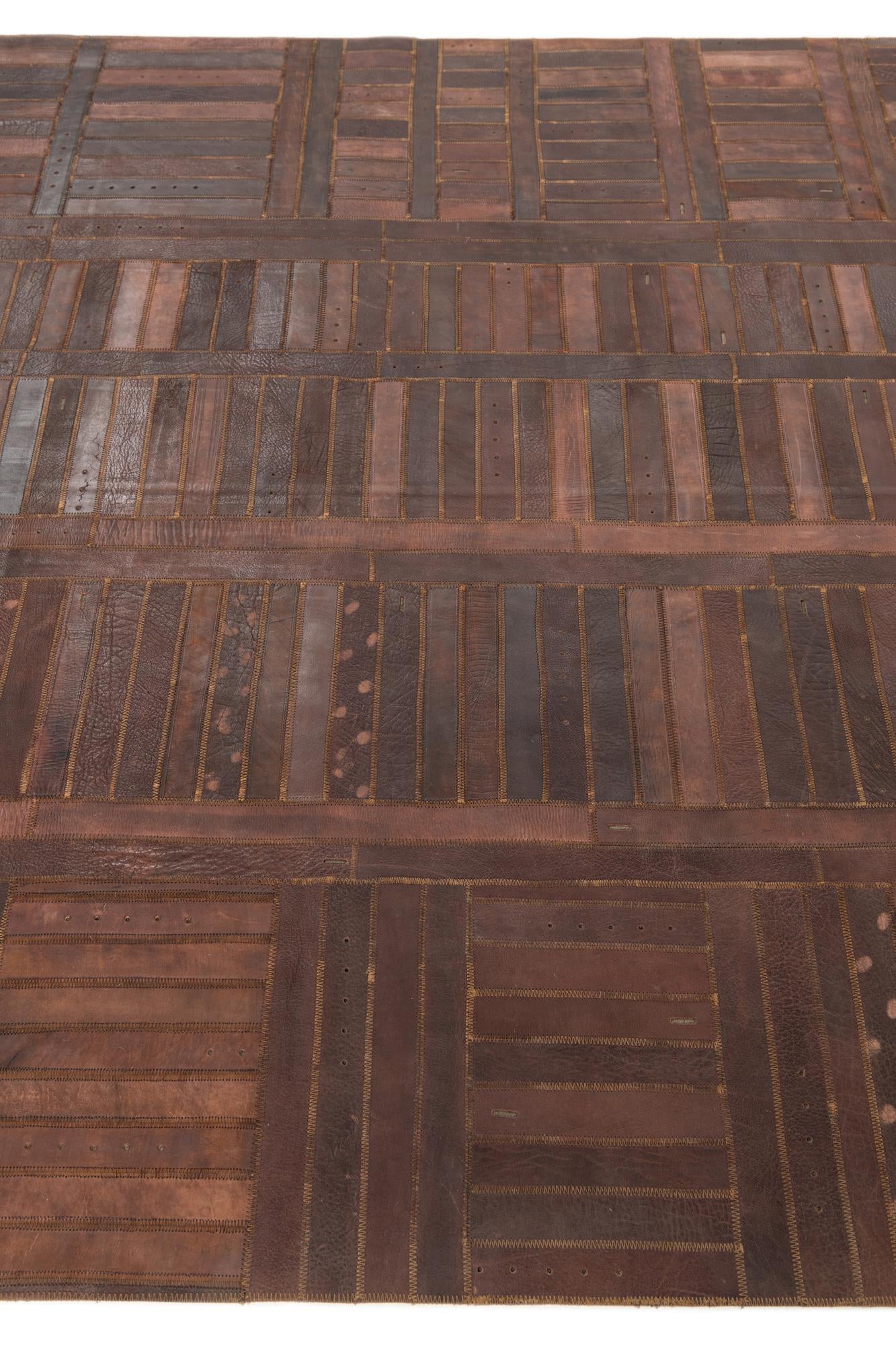 5' 3 x 7' 9 Cowhide Leather Rug