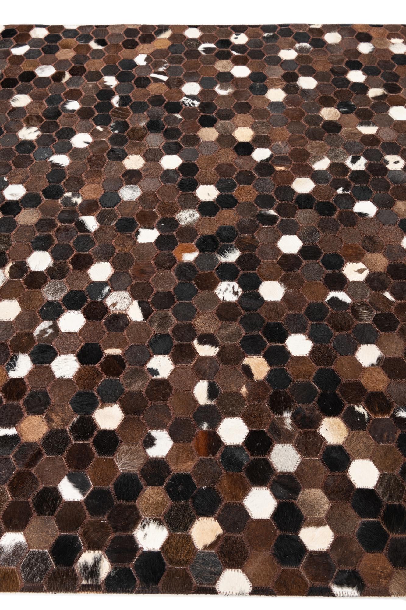 5' x 8' 1 Cowhide Leather Rug