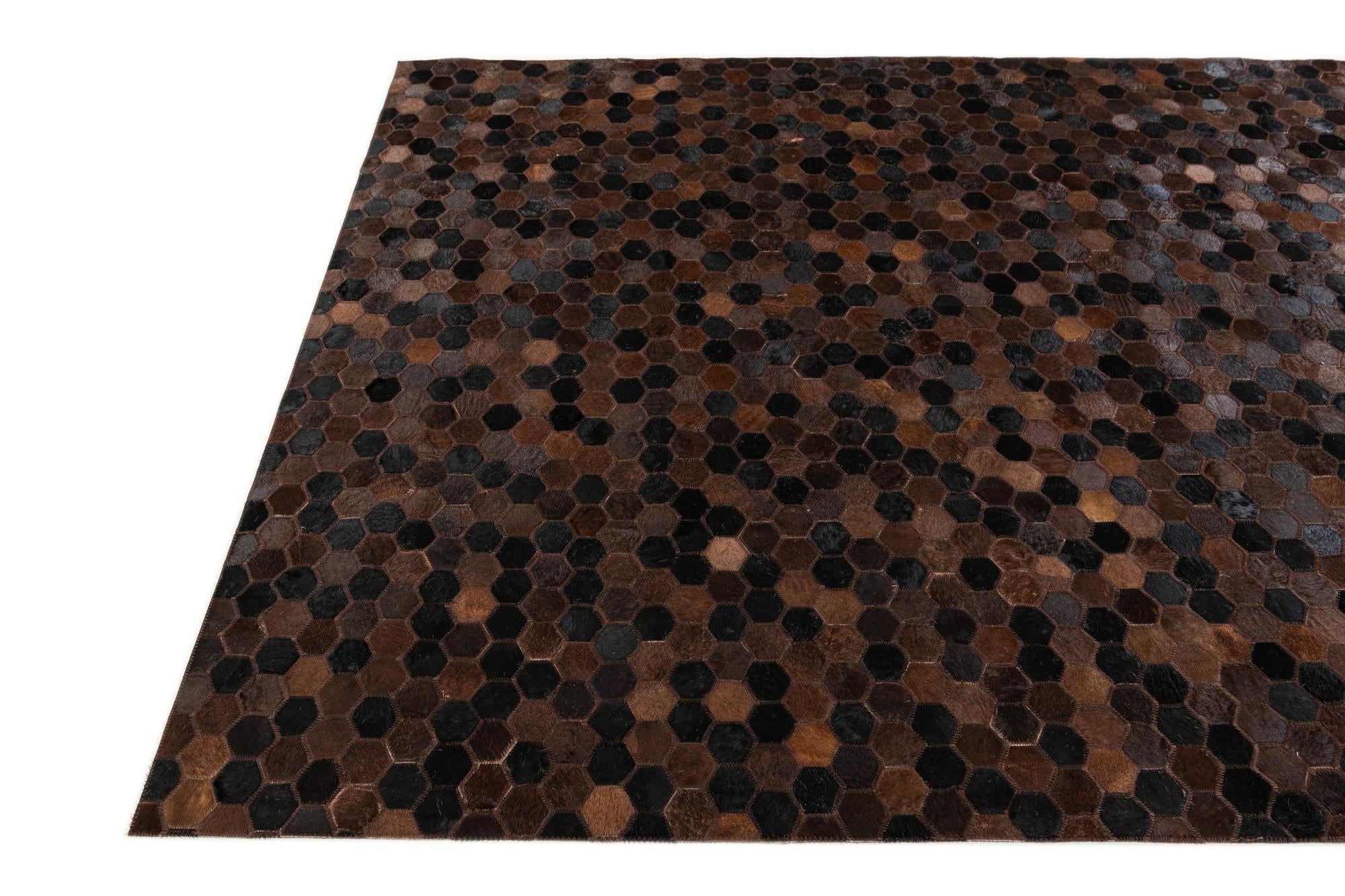 5' x 7' 11 Cowhide Stocks Rug