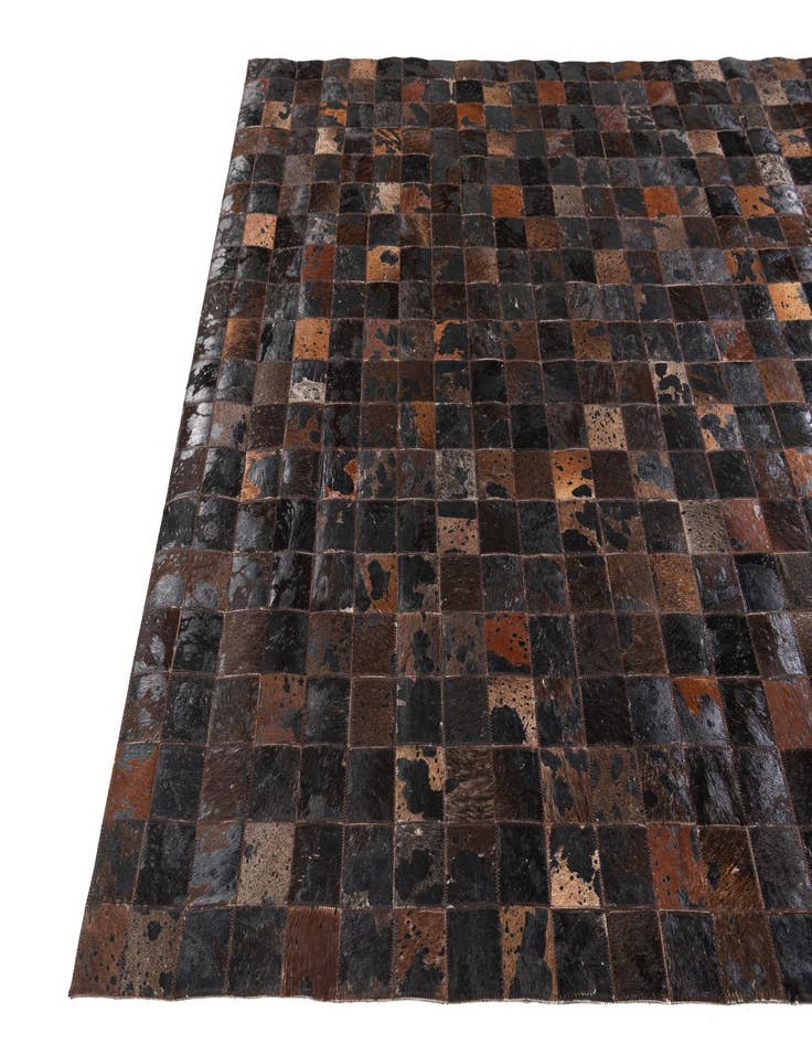 Detail image of 5' 1 x 8' 1 Cowhide Stocks Rug