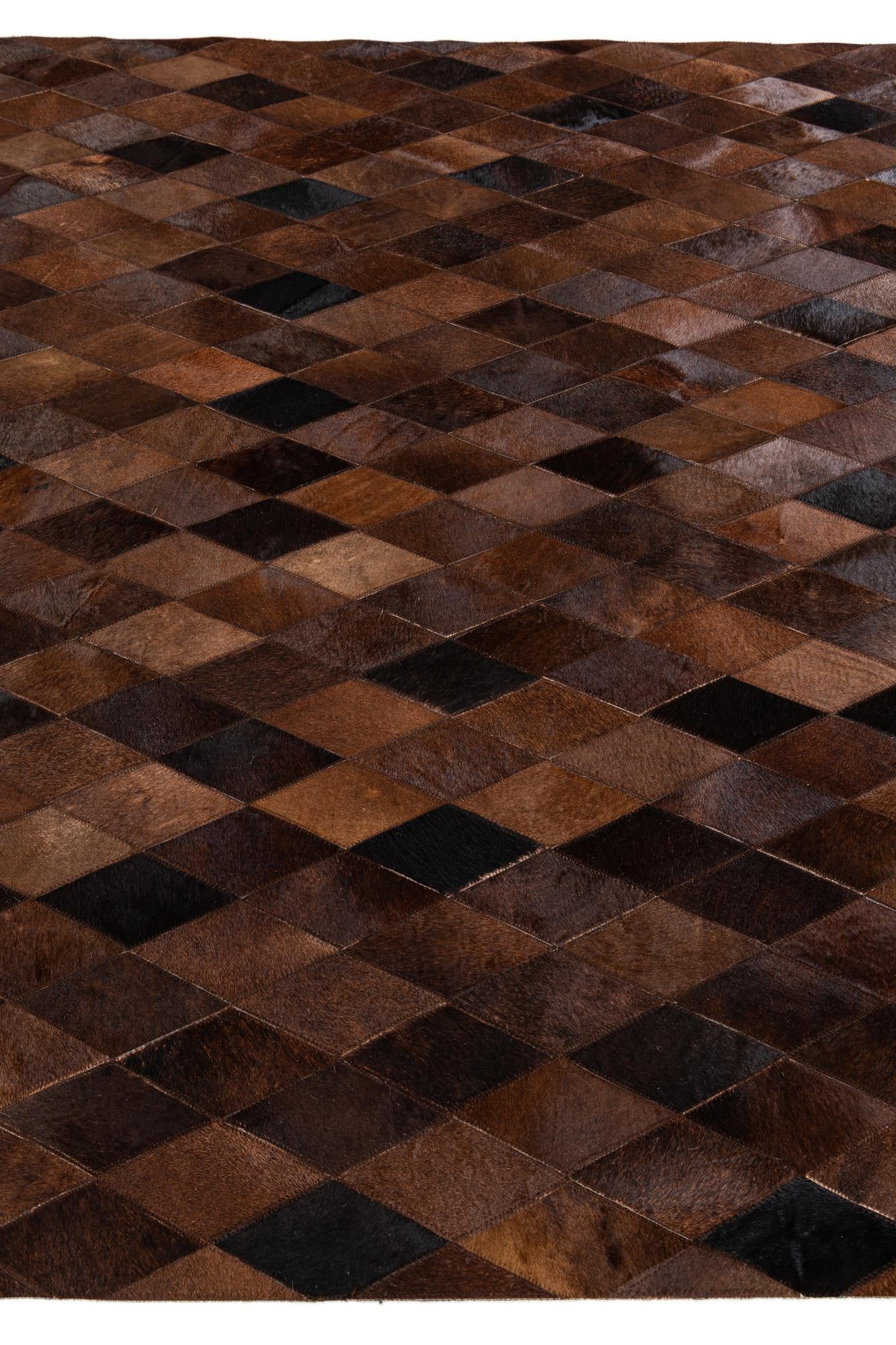5' 8 x 8' Cowhide Stocks Rug