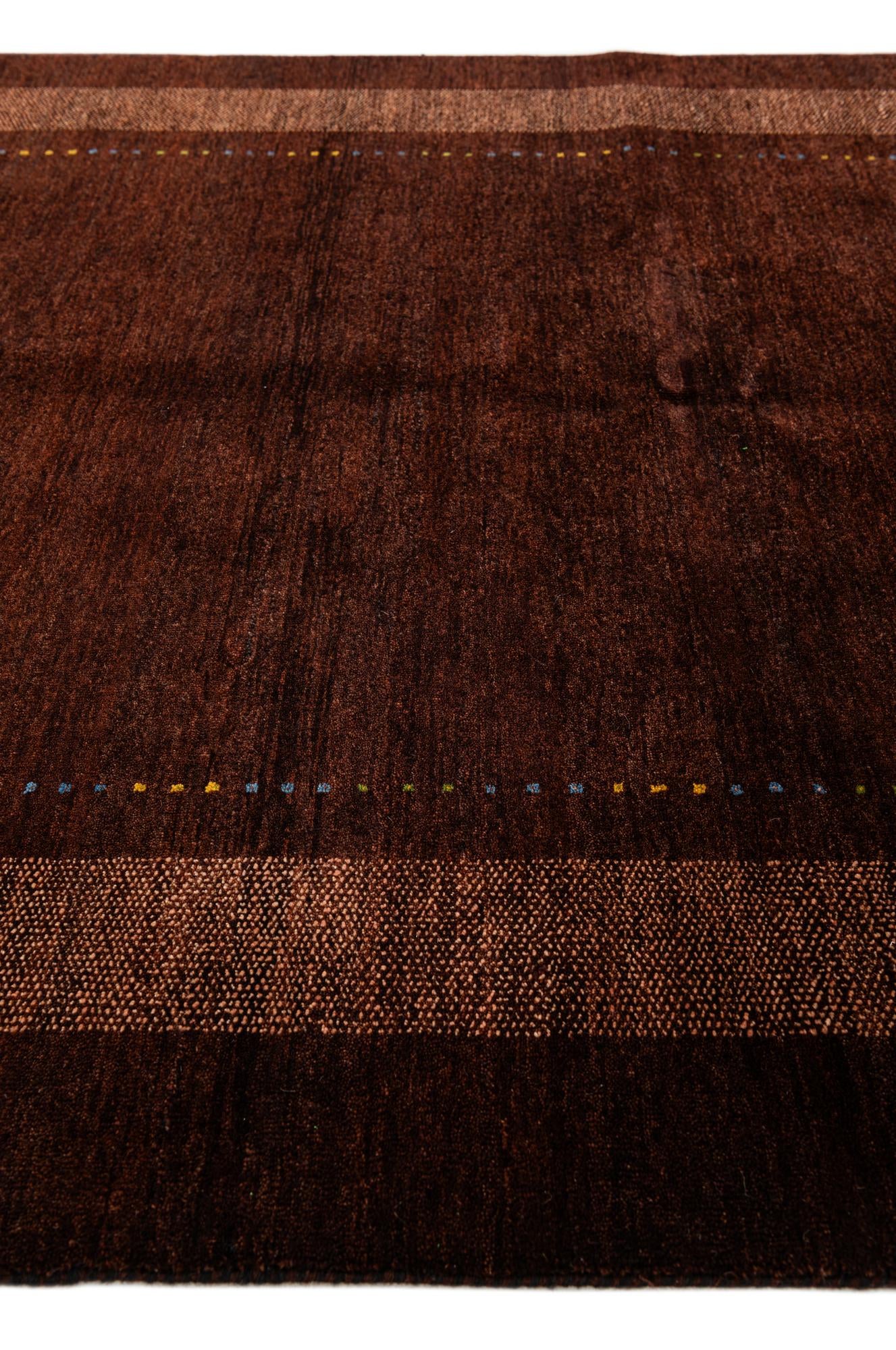 4' 10 x 7' Hand Knotted Gabbeh Wool Rug