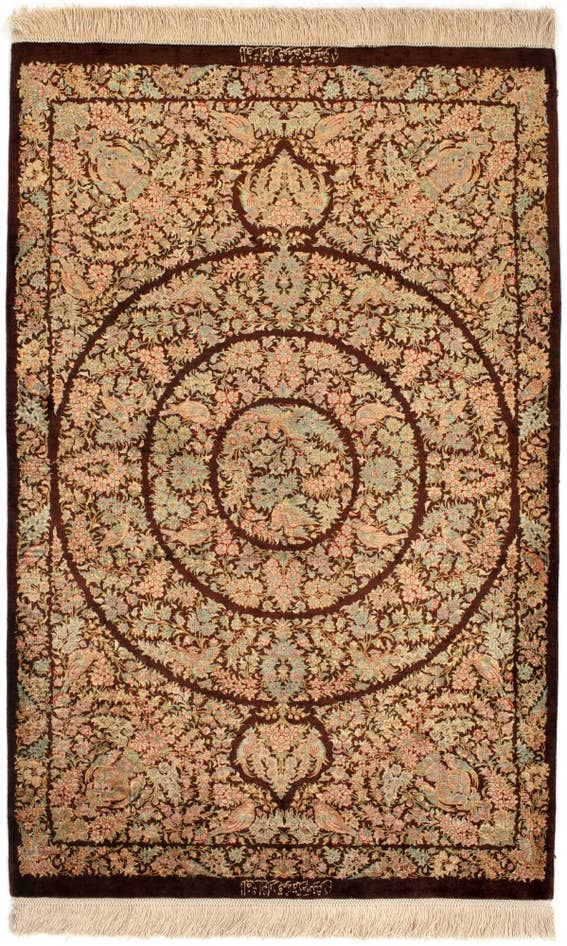 Detail image of 2' 8 x 4' Ghom Silk Rug