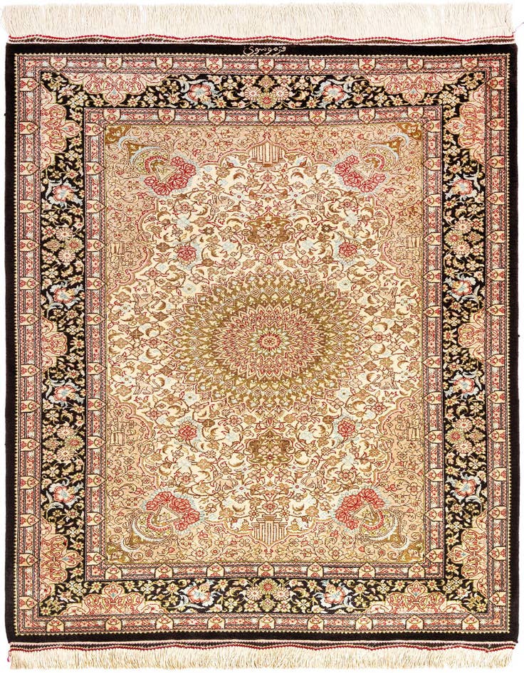 Detail image of 2' 7 x 4' Ghom Silk Rug