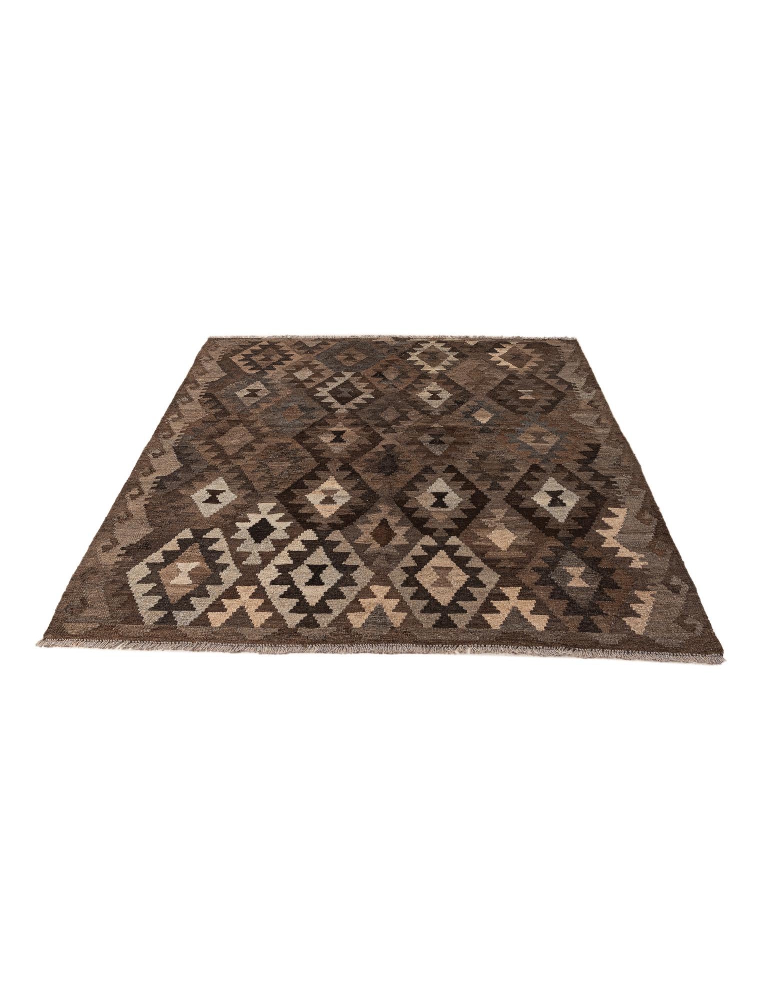 5' 2 x 6' 6 Hand Woven Kilim Maymana Wool Rug