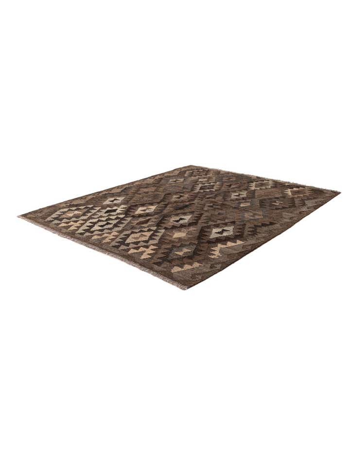5' 2 x 6' 6 Hand Woven Kilim Maymana Wool Rug