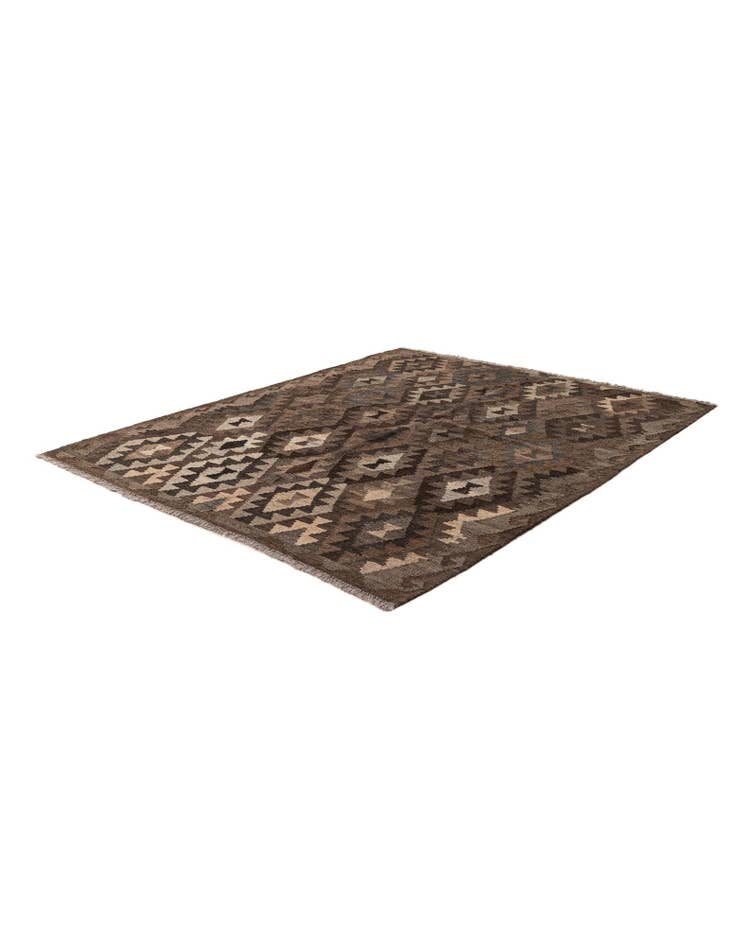 Detail image of 5' 2 x 6' 6 Hand Woven Kilim Maymana Wool Rug