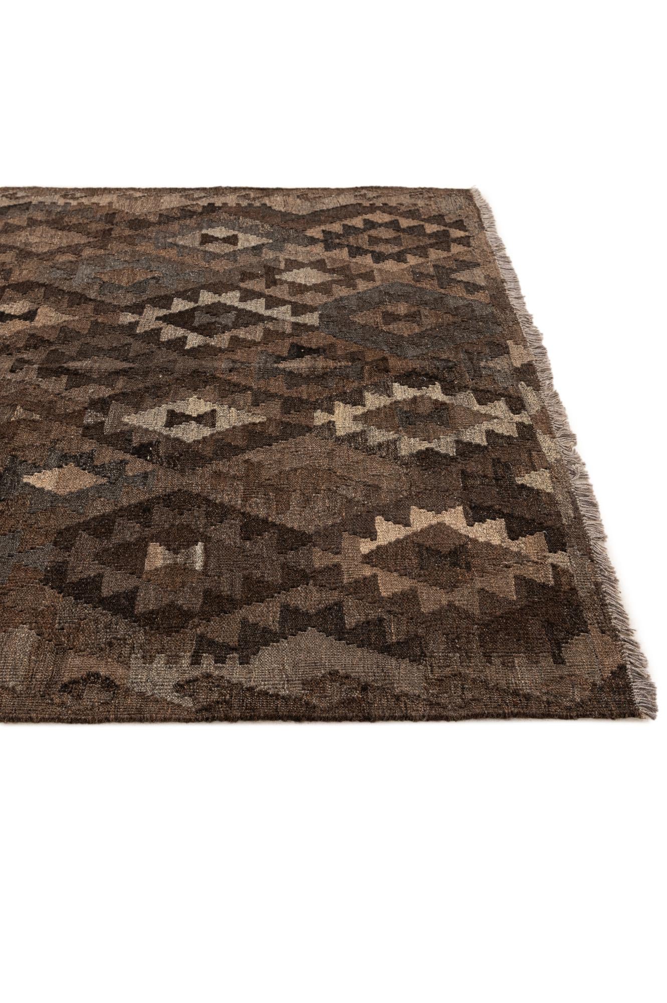 5' 2 x 6' 6 Hand Woven Kilim Maymana Wool Rug