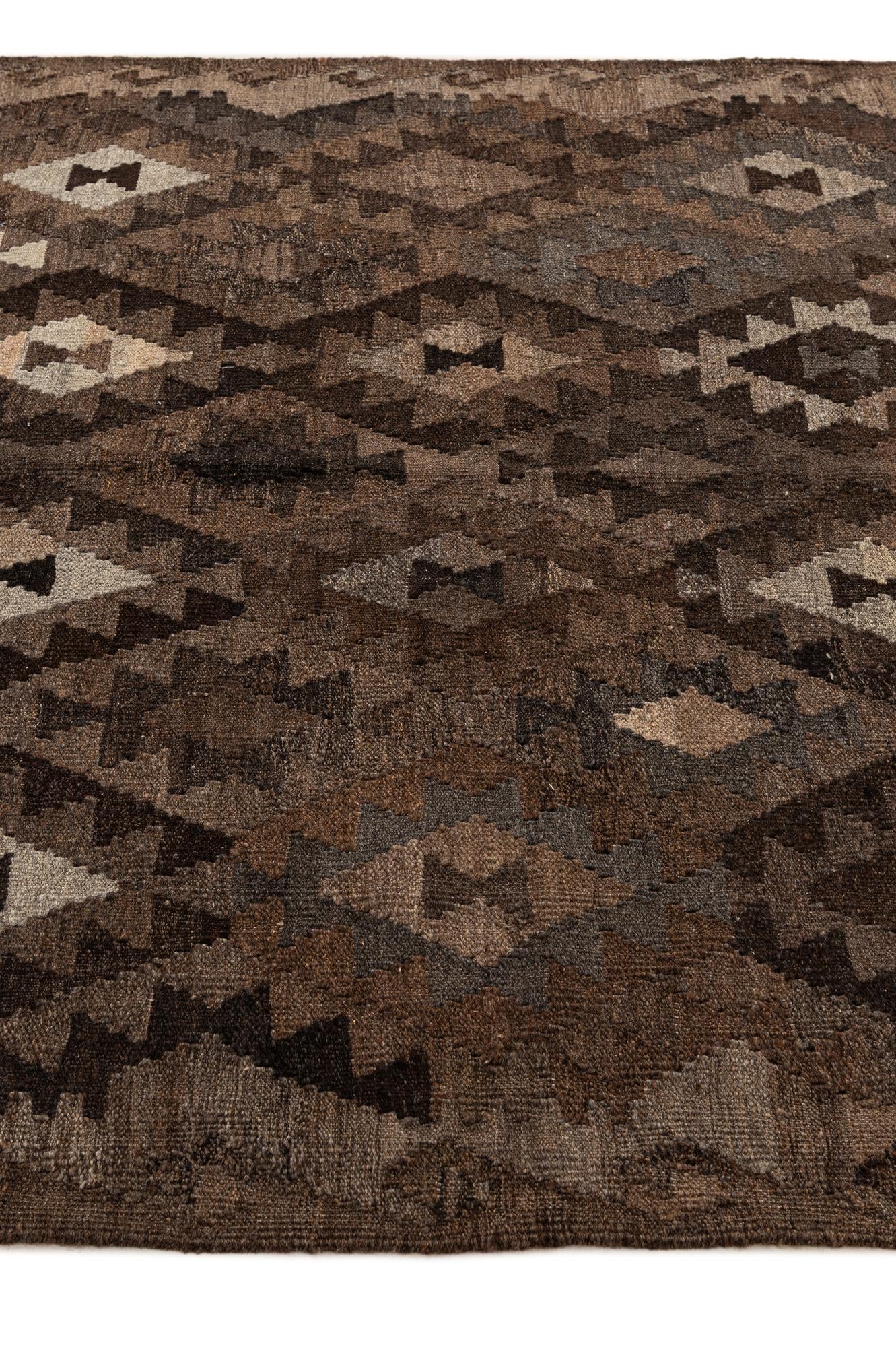 5' 2 x 6' 6 Hand Woven Kilim Maymana Wool Rug