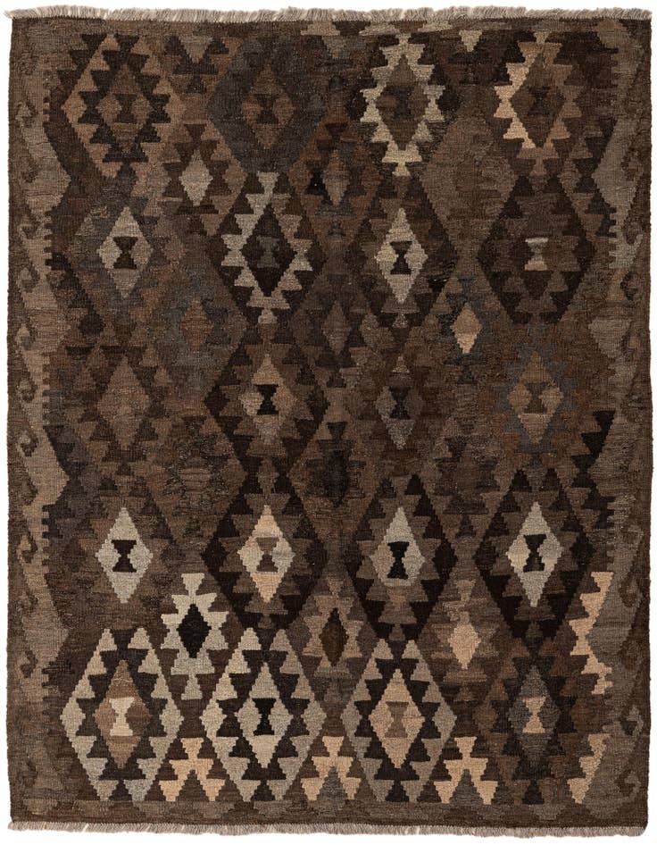 Detail image of 5' 2 x 6' 6 Hand Woven Kilim Maymana Wool Rug