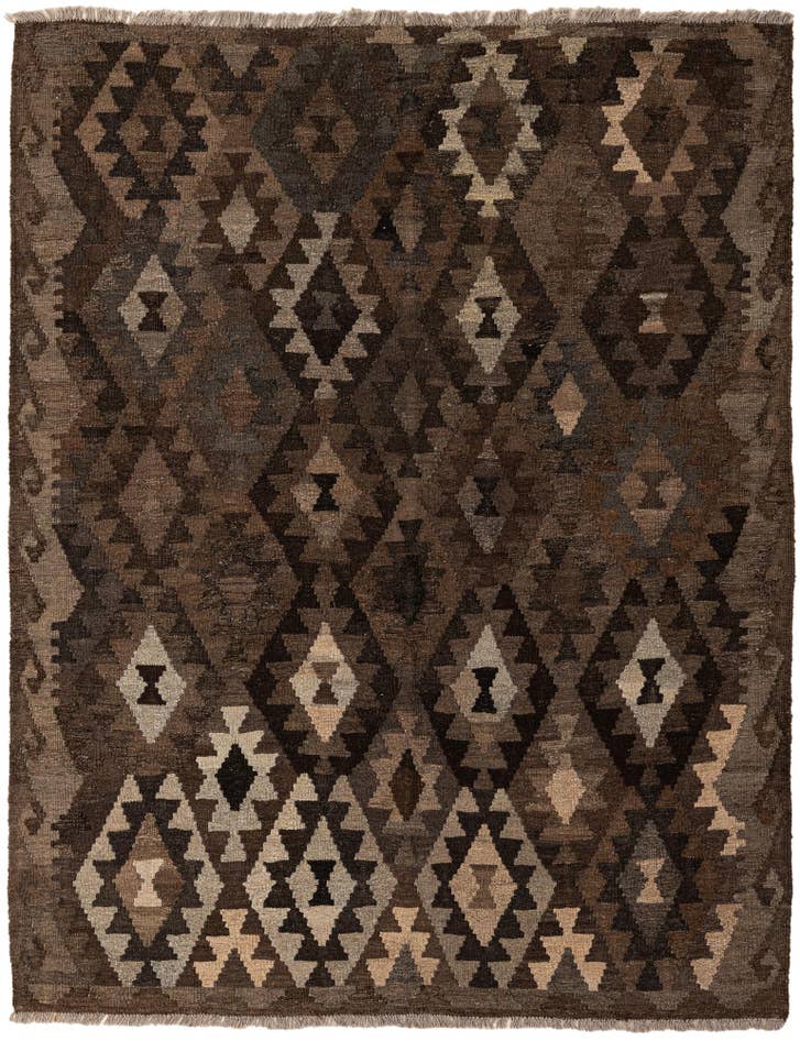 Detail image of 5' 2 x 6' 6 Hand Woven Kilim Maymana Wool Rug