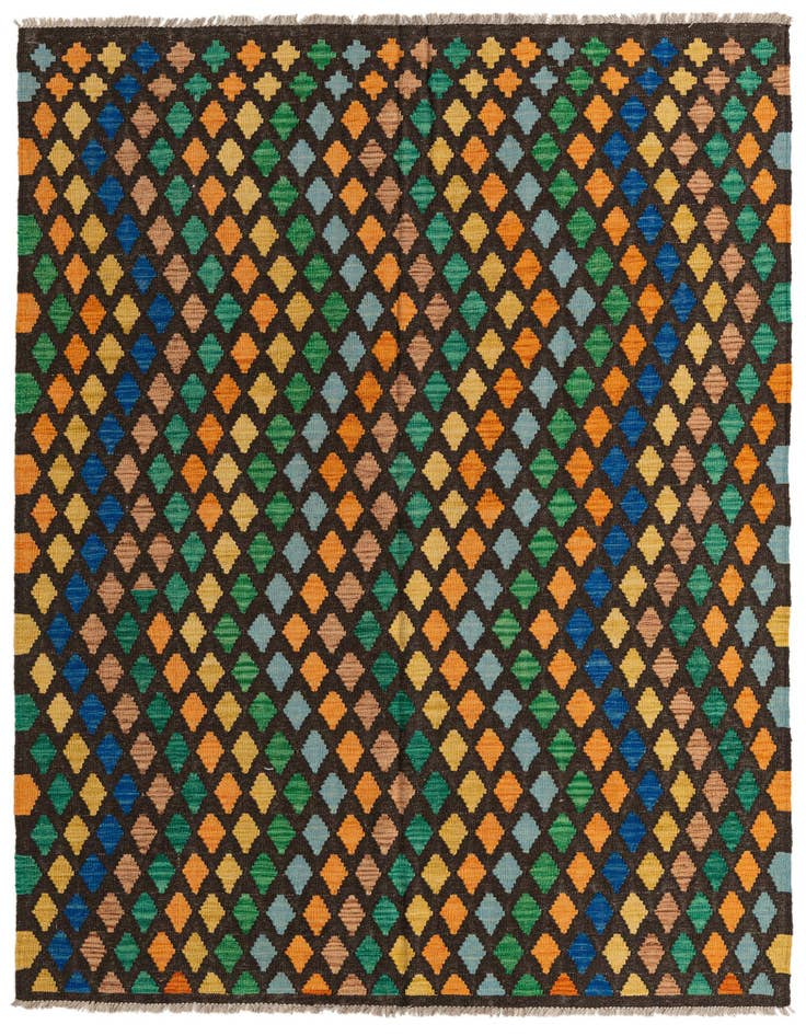Detail image of 5' 8 x 7' 8 Hand Woven Kilim Modern Wool Rug