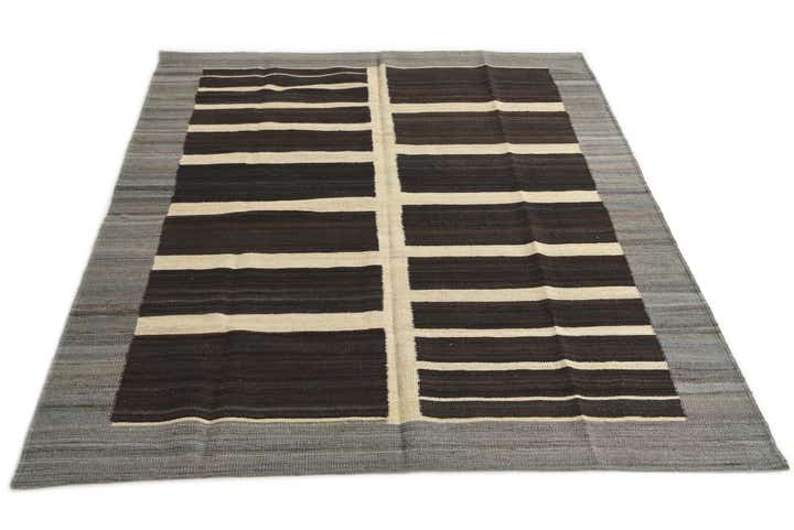 5' x 6' 4 Hand Woven Kilim Modern Wool Rug